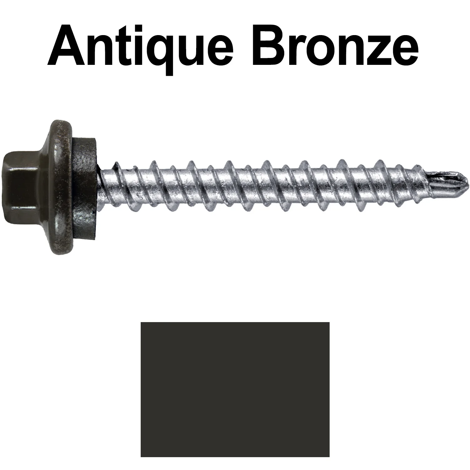 #10 x 1-1/2" Stainless Steel Mini Driller Sheet Metal Roofing Screw - Hex Washer Cap - Self starting metal to wood siding screws - EPDM washer. Colored head. - Image 50