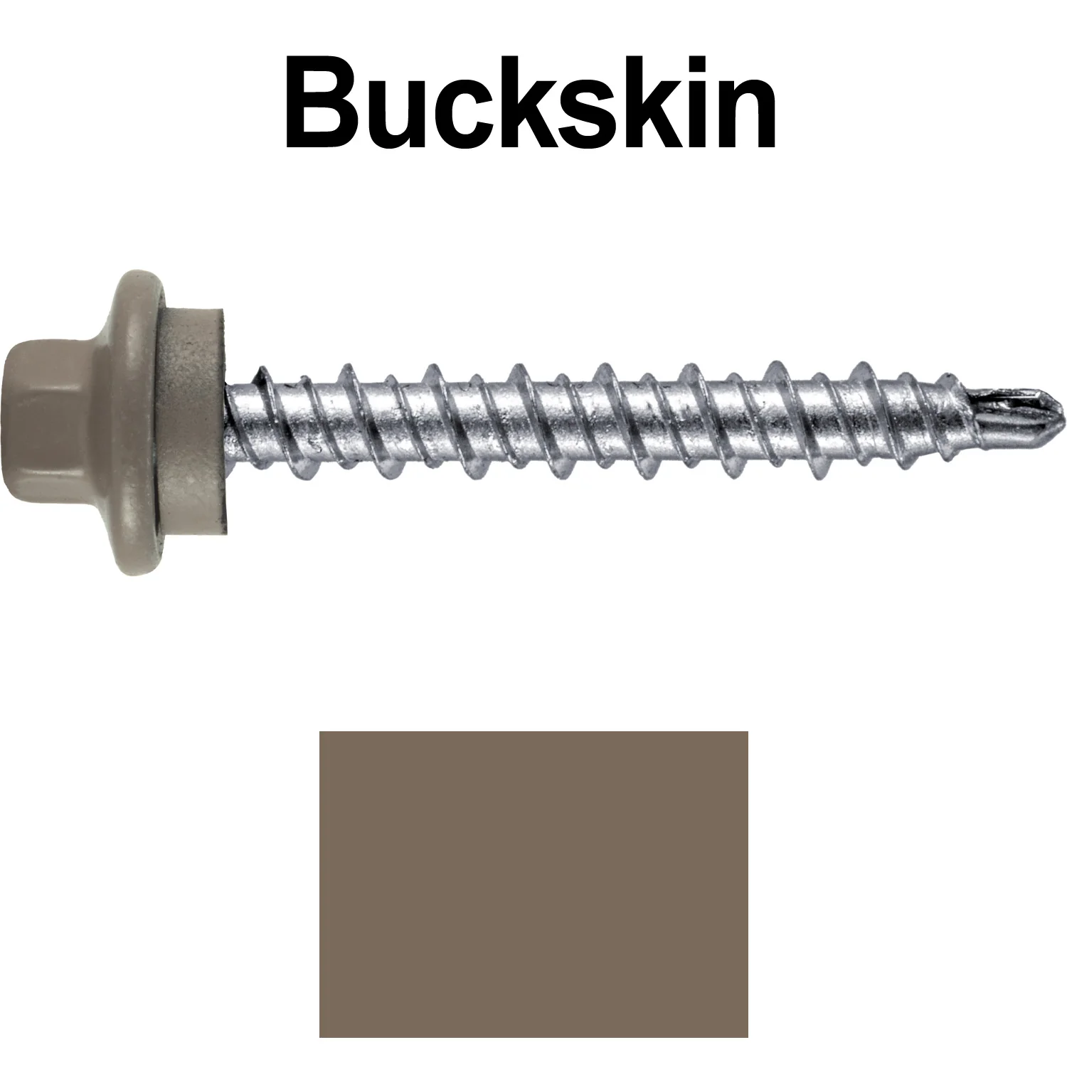 #10 x 1-1/2" Stainless Steel Mini Driller Sheet Metal Roofing Screw - Hex Washer Cap - Self starting metal to wood siding screws - EPDM washer. Colored head. - Image 62