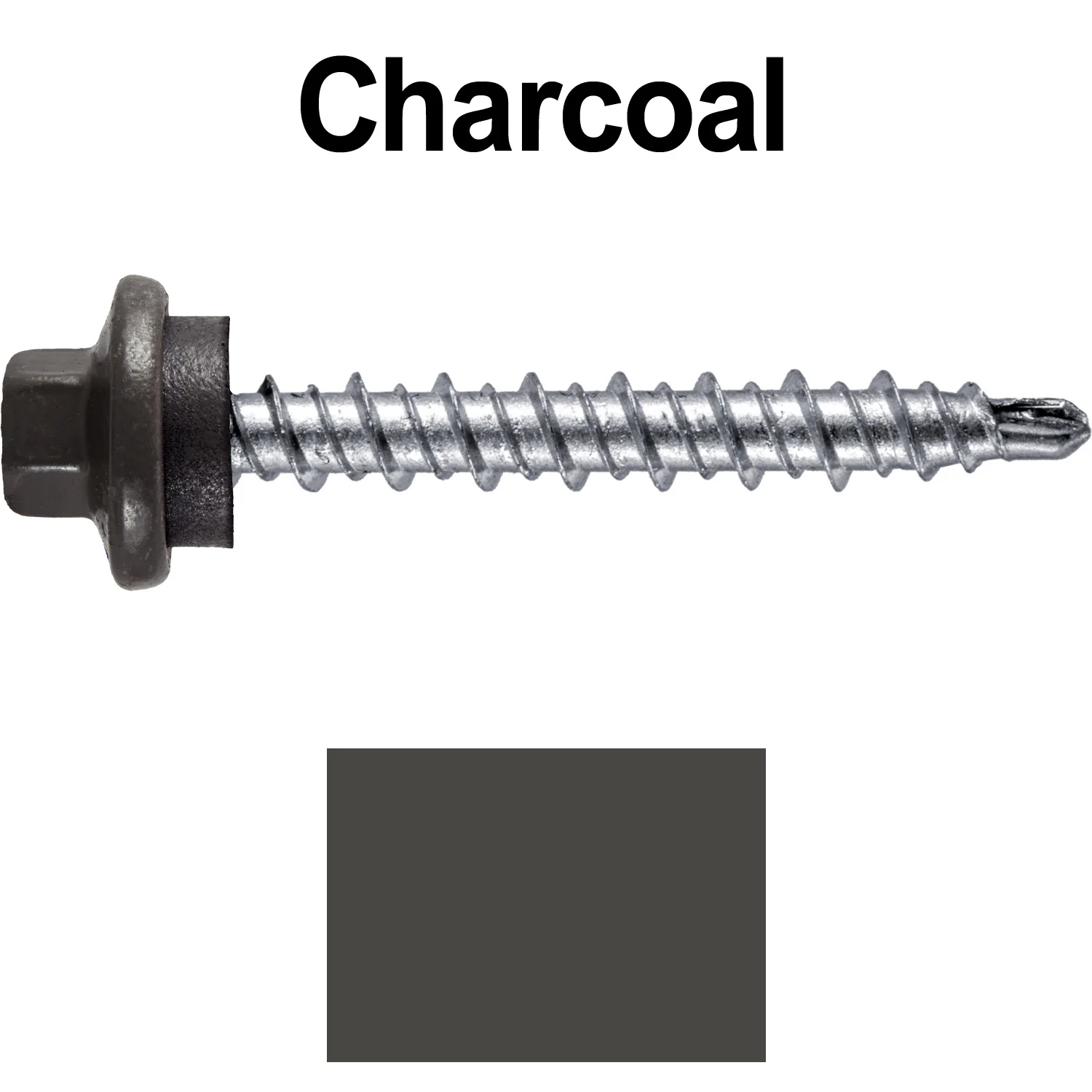 #10 x 1-1/2" Stainless Steel Mini Driller Sheet Metal Roofing Screw - Hex Washer Cap - Self starting metal to wood siding screws - EPDM washer. Colored head. - Image 66
