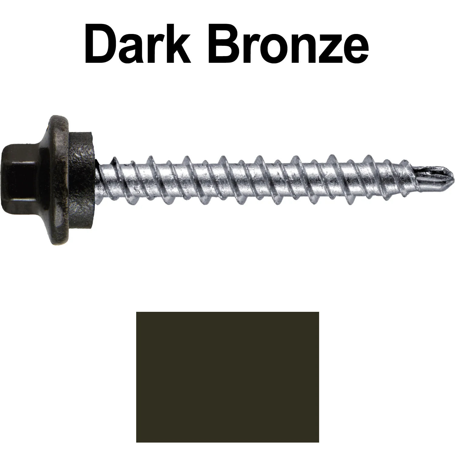 #10 x 1-1/2" Stainless Steel Mini Driller Sheet Metal Roofing Screw - Hex Washer Cap - Self starting metal to wood siding screws - EPDM washer. Colored head. - Image 78