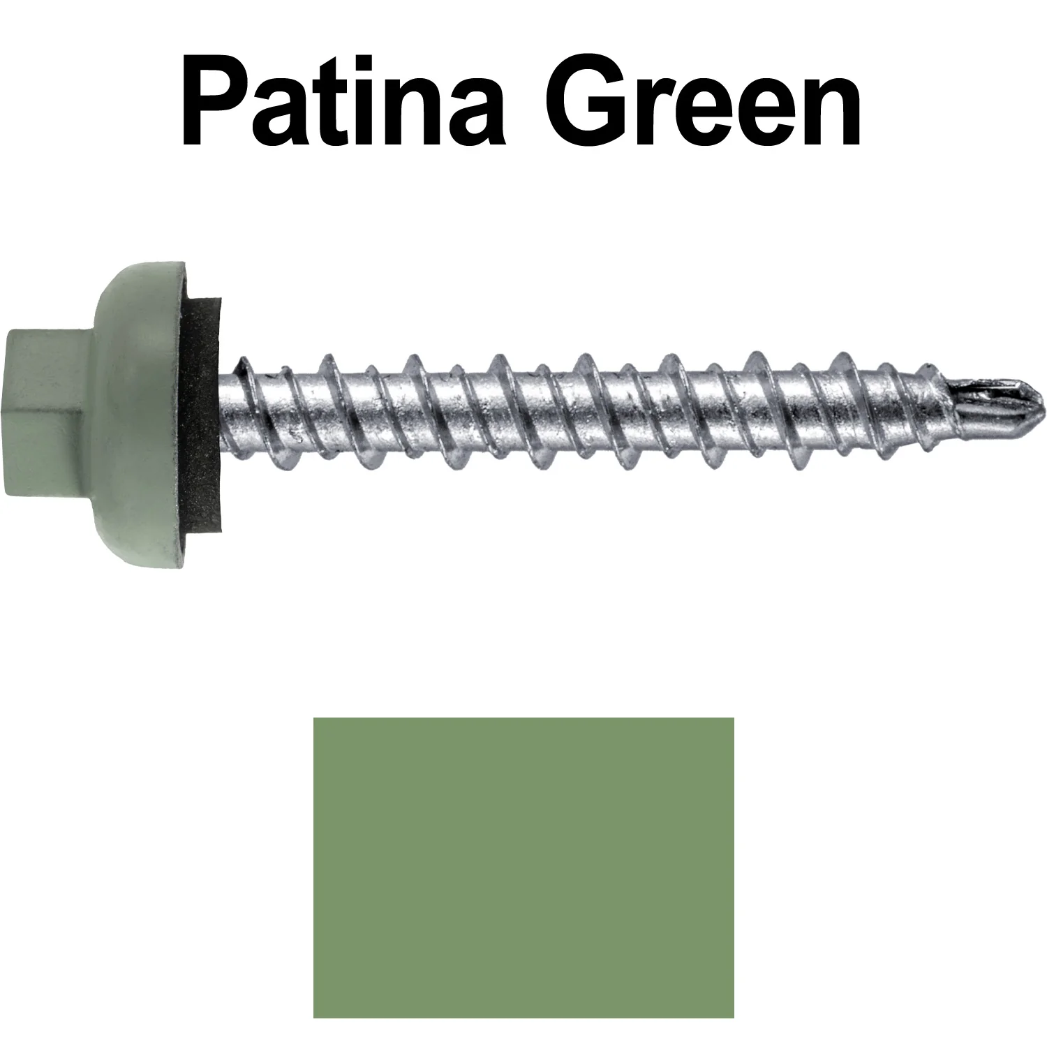 10 X 1-1/2” Zinc Aluminum Cap MINI-DRILLER Roofing Screws HI-LO THREAD Zinc Plated Carbon Steel Shank - EPDM Washer - Colored head - Image 111