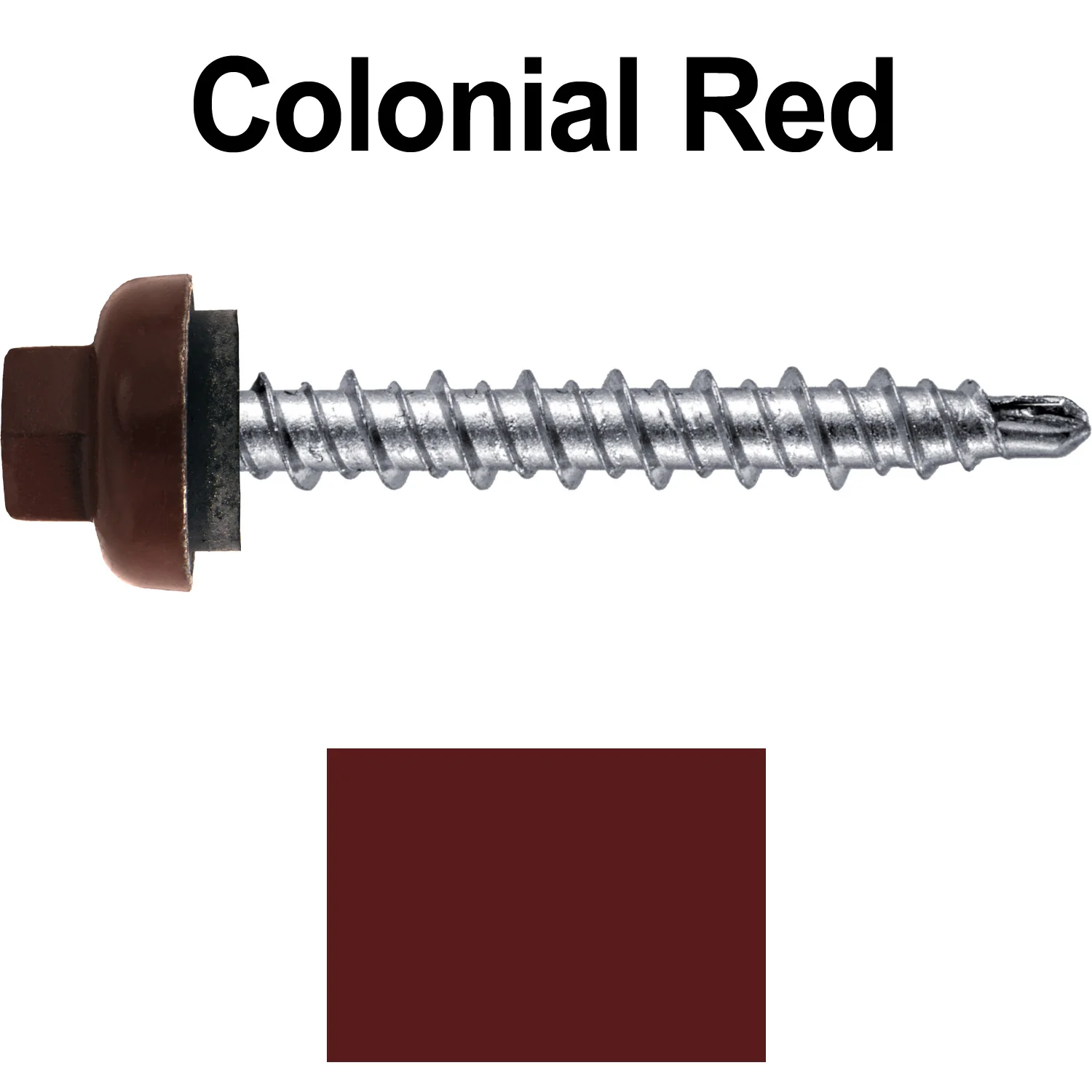 10 X 1-1/2” Zinc Aluminum Cap MINI-DRILLER Roofing Screws HI-LO THREAD Zinc Plated Carbon Steel Shank - EPDM Washer - Colored head - Image 28