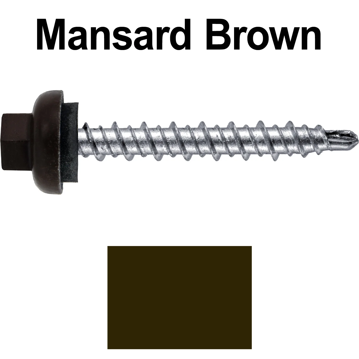 10 X 1-1/2” Zinc Aluminum Cap MINI-DRILLER Roofing Screws HI-LO THREAD Zinc Plated Carbon Steel Shank - EPDM Washer - Colored head - Image 30