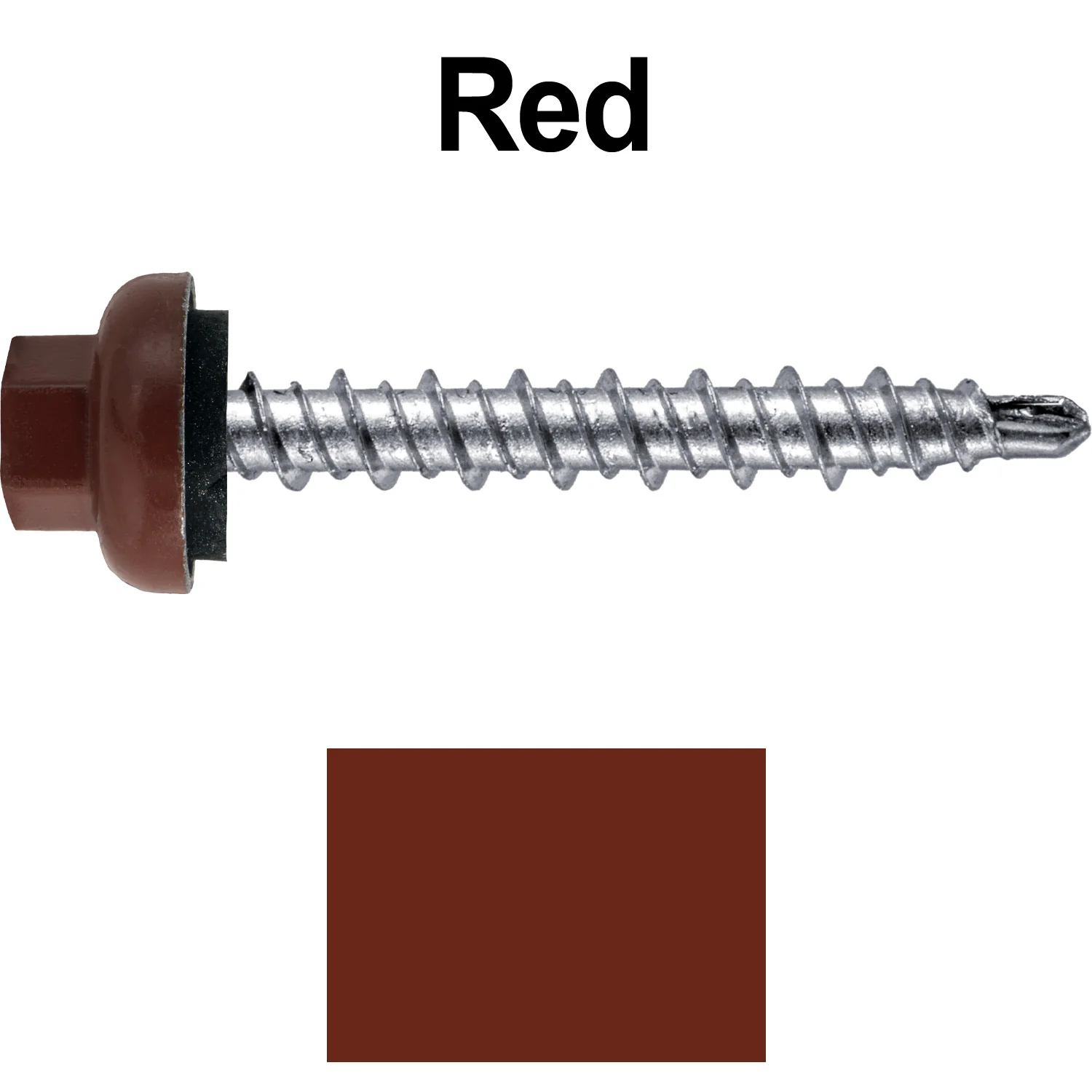 10 X 1-1/2” Zinc Aluminum Cap MINI-DRILLER Roofing Screws HI-LO THREAD Zinc Plated Carbon Steel Shank - EPDM Washer - Colored head - Image 38