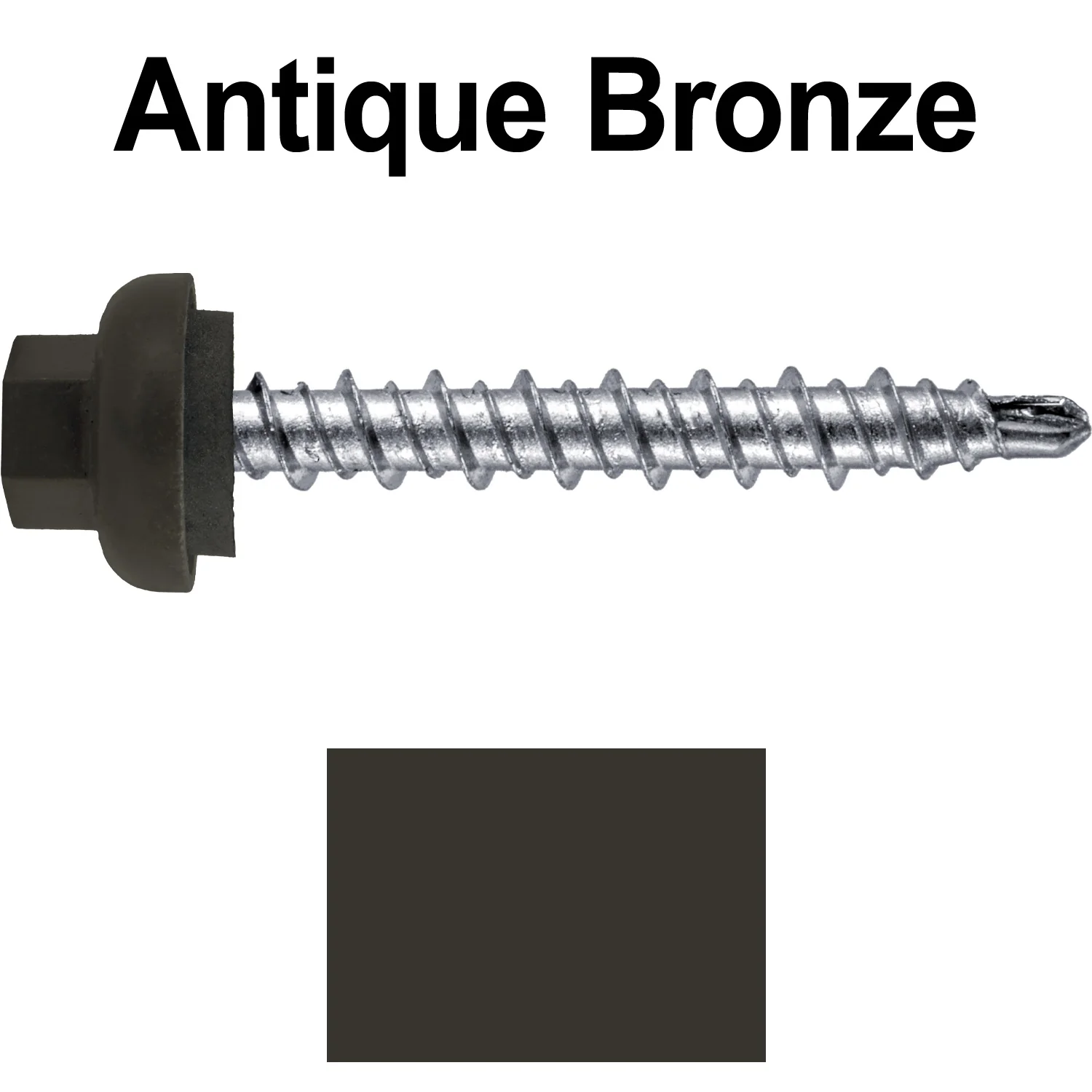 10 X 1-1/2” Zinc Aluminum Cap MINI-DRILLER Roofing Screws HI-LO THREAD Zinc Plated Carbon Steel Shank - EPDM Washer - Colored head - Image 50