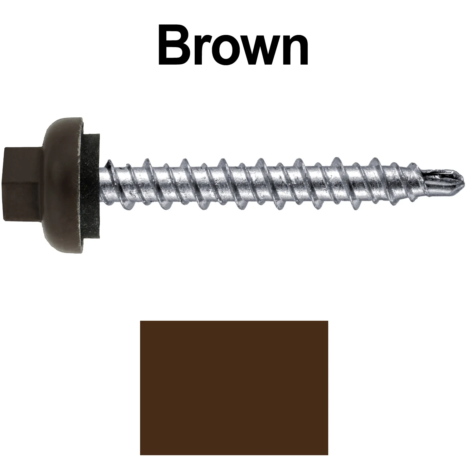 10 X 1-1/2” Zinc Aluminum Cap MINI-DRILLER Roofing Screws HI-LO THREAD Zinc Plated Carbon Steel Shank - EPDM Washer - Colored head - Image 59