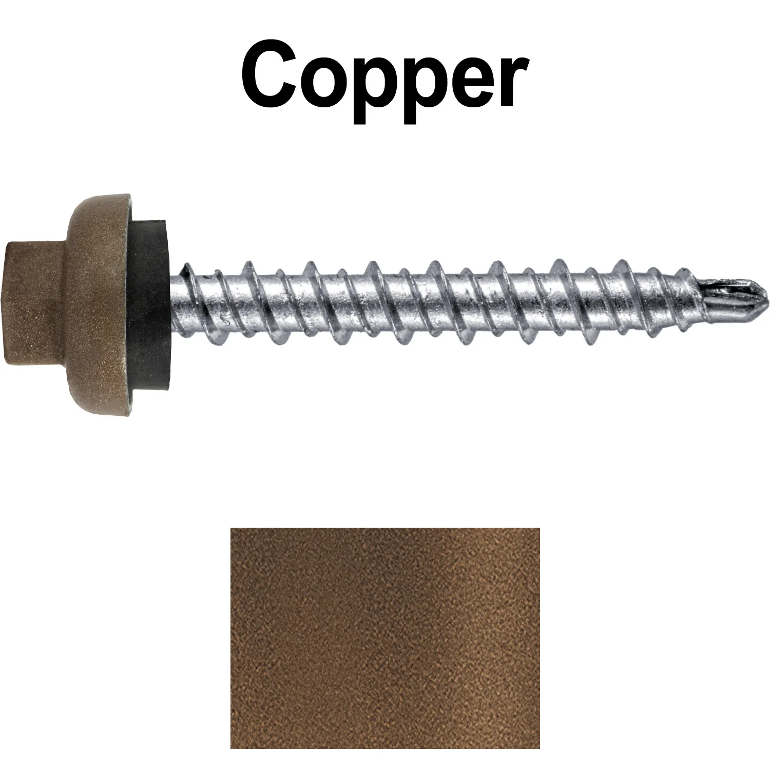 10 X 1-1/2” Zinc Aluminum Cap MINI-DRILLER Roofing Screws HI-LO THREAD Zinc Plated Carbon Steel Shank - EPDM Washer - Colored head - Image 7