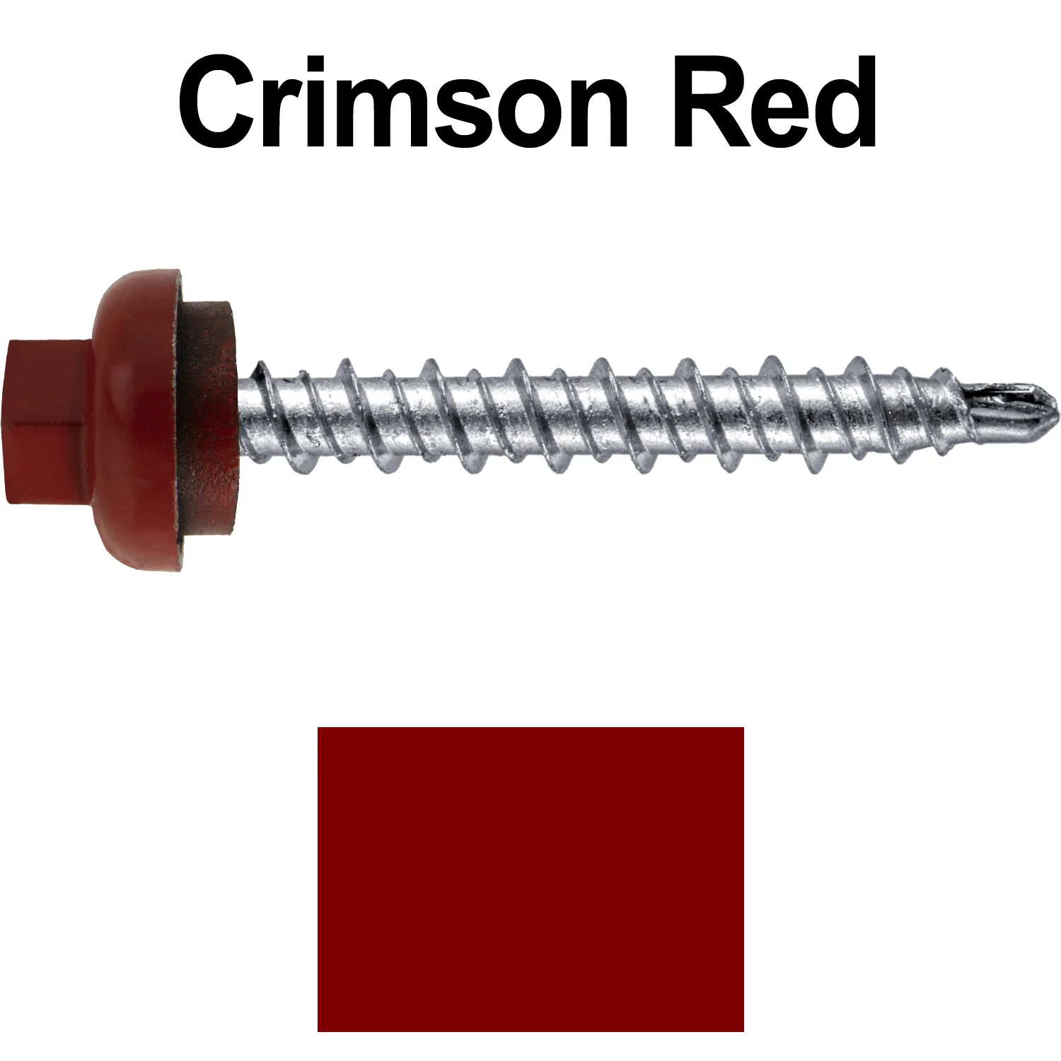 10 X 1-1/2” Zinc Aluminum Cap MINI-DRILLER Roofing Screws HI-LO THREAD Zinc Plated Carbon Steel Shank - EPDM Washer - Colored head - Image 73