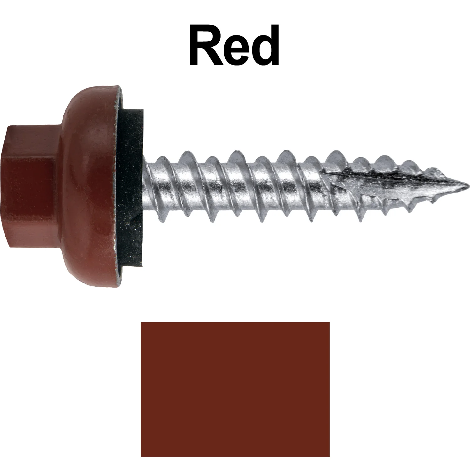 #10 X 1" HI-LO Zinc Aluminum Cap Metal Roofing Screws - Hex Washer Head - Self starting/self tapping - EPDM washer. Colored head. - Image 115