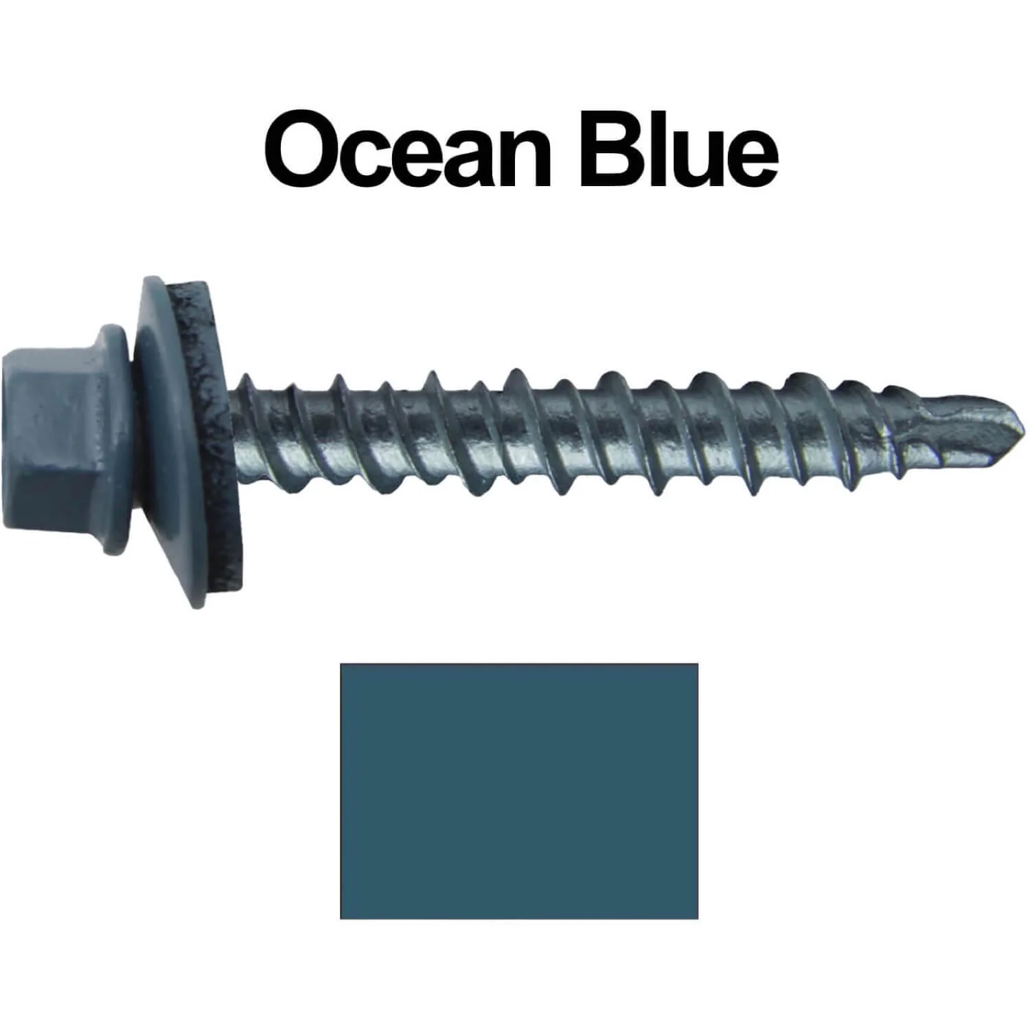 #10 x 1" Mini Driller Sheet Metal Roofing Screw - Hex Washer Head -  Self starting metal to wood siding screws. EPDM washer. Colored head. - Image 102