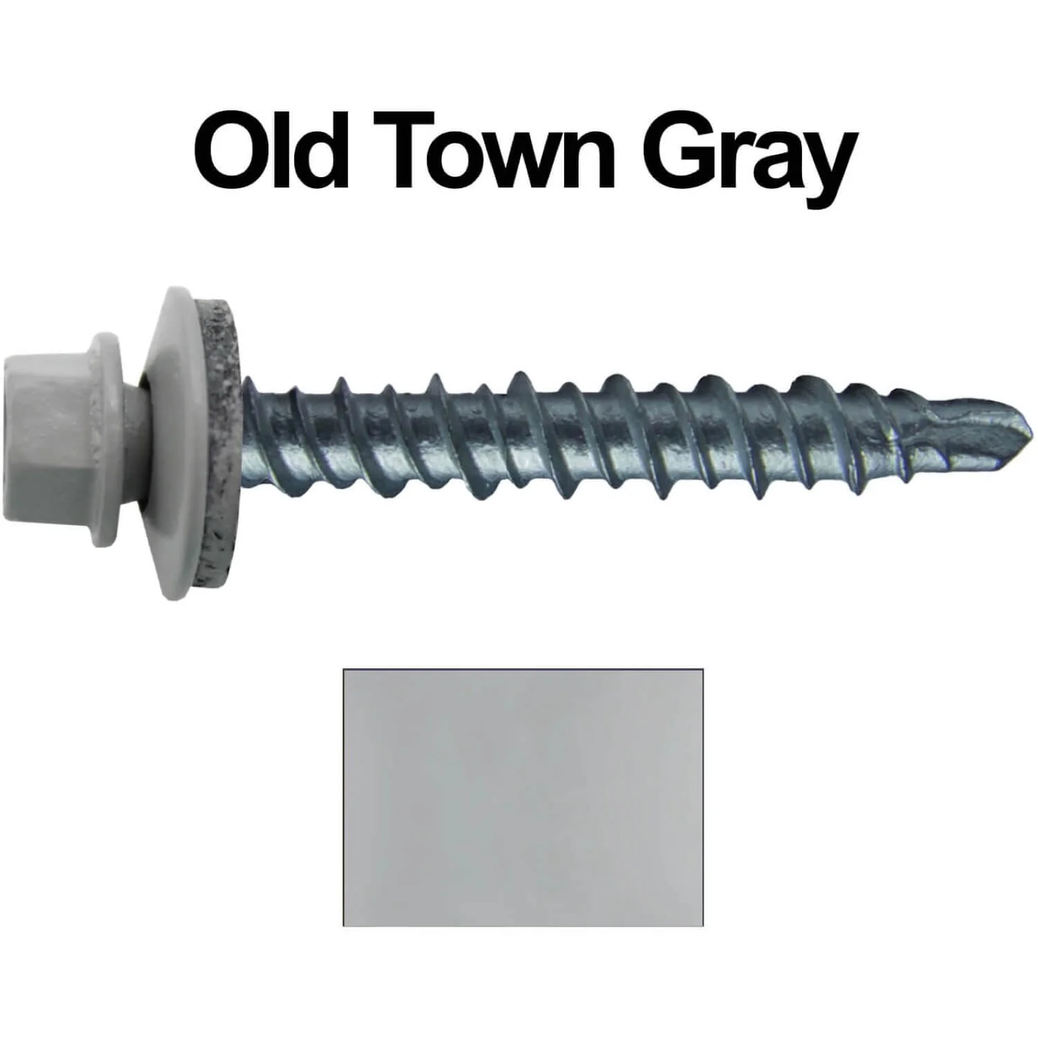 #10 x 1" Mini Driller Sheet Metal Roofing Screw - Hex Washer Head -  Self starting metal to wood siding screws. EPDM washer. Colored head. - Image 104