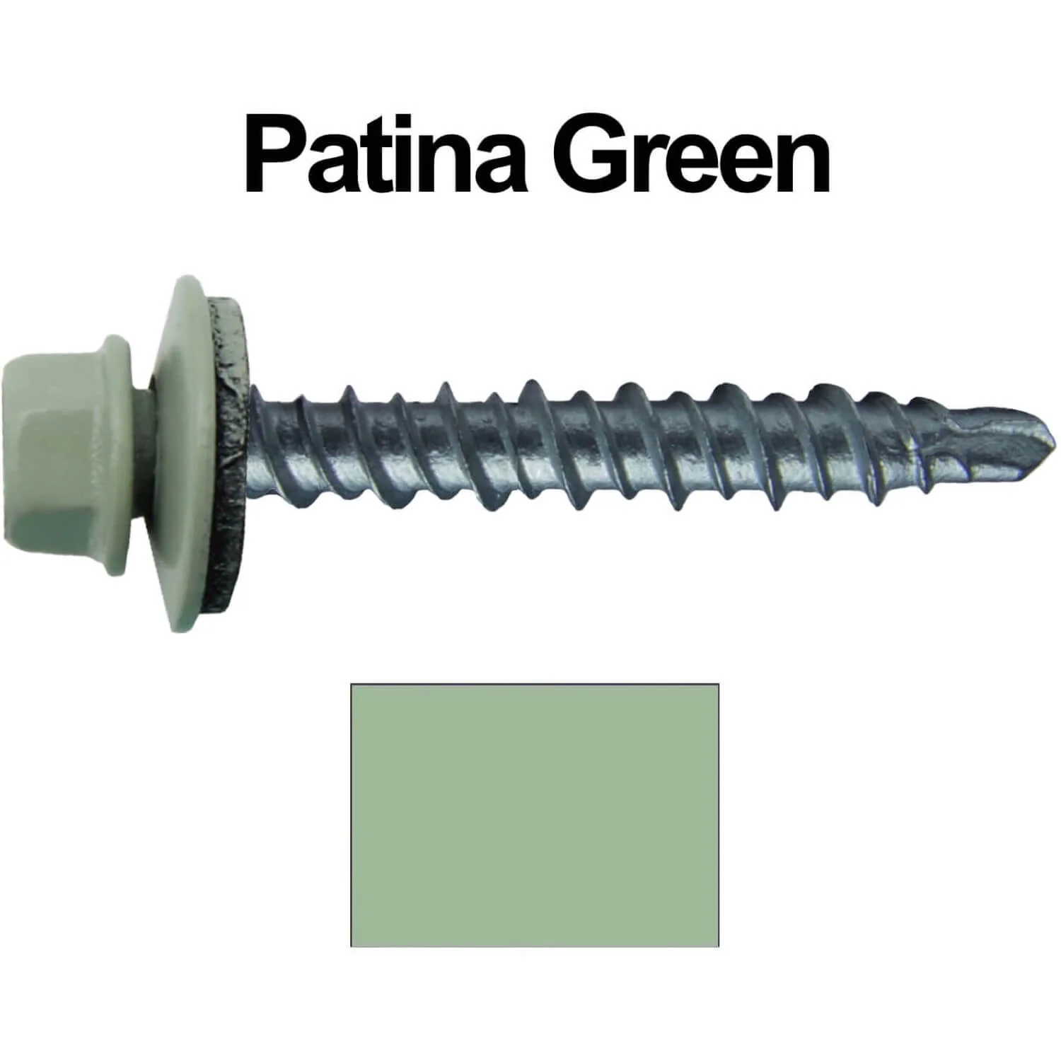 #10 x 1" Mini Driller Sheet Metal Roofing Screw - Hex Washer Head -  Self starting metal to wood siding screws. EPDM washer. Colored head. - Image 105