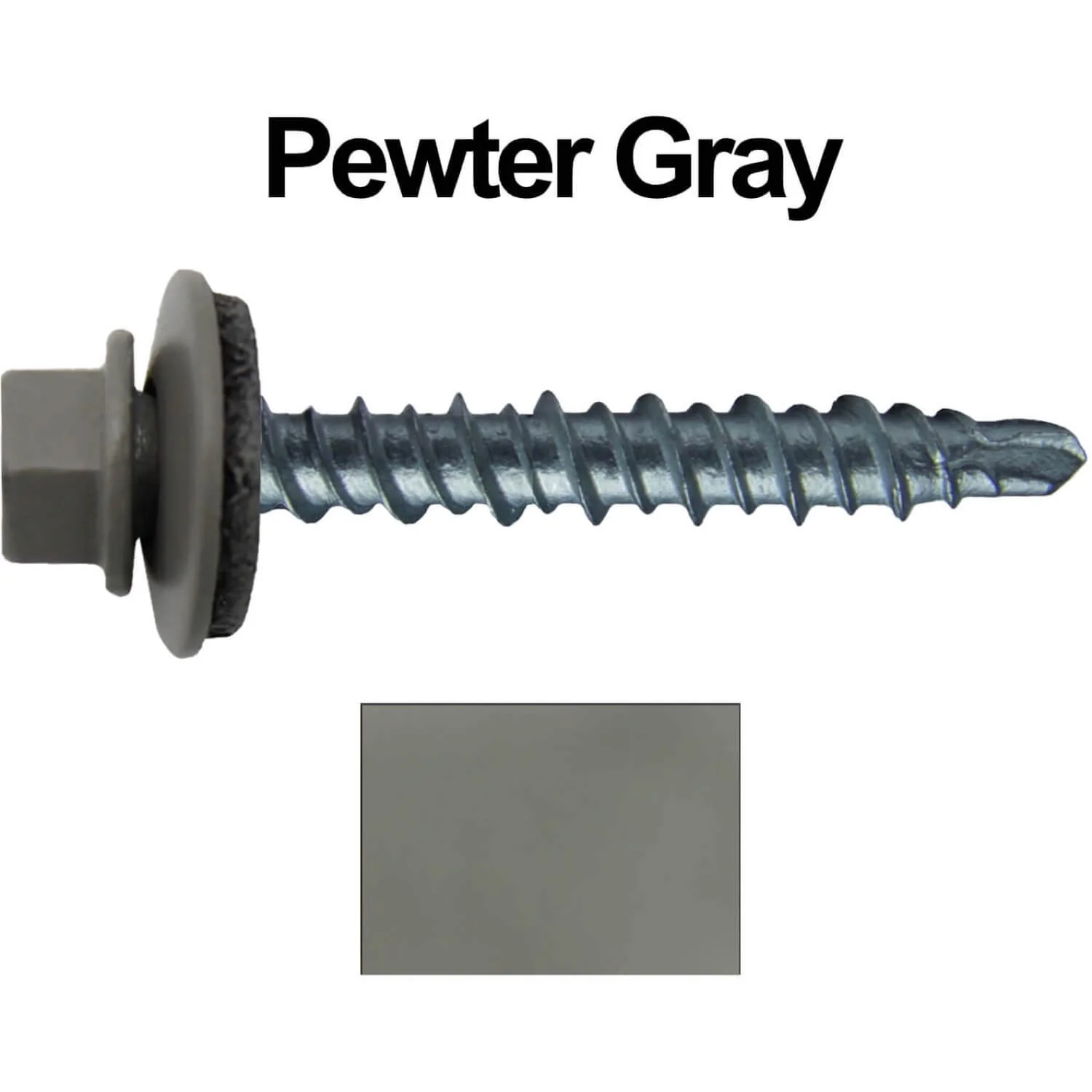 #10 x 1" Mini Driller Sheet Metal Roofing Screw - Hex Washer Head -  Self starting metal to wood siding screws. EPDM washer. Colored head. - Image 107