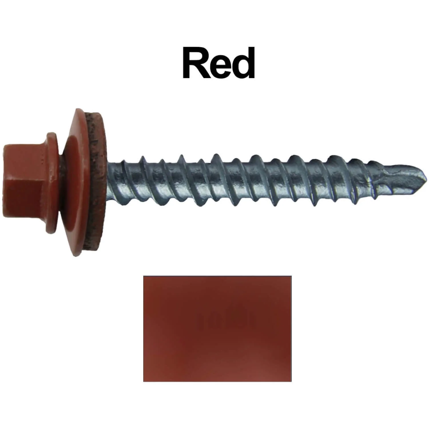 #10 x 1" Mini Driller Sheet Metal Roofing Screw - Hex Washer Head -  Self starting metal to wood siding screws. EPDM washer. Colored head. - Image 109