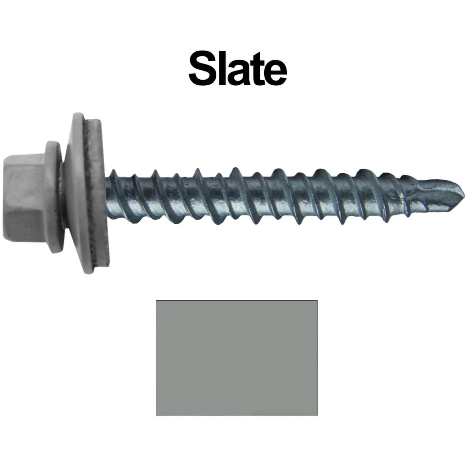 #10 x 1" Mini Driller Sheet Metal Roofing Screw - Hex Washer Head -  Self starting metal to wood siding screws. EPDM washer. Colored head. - Image 112