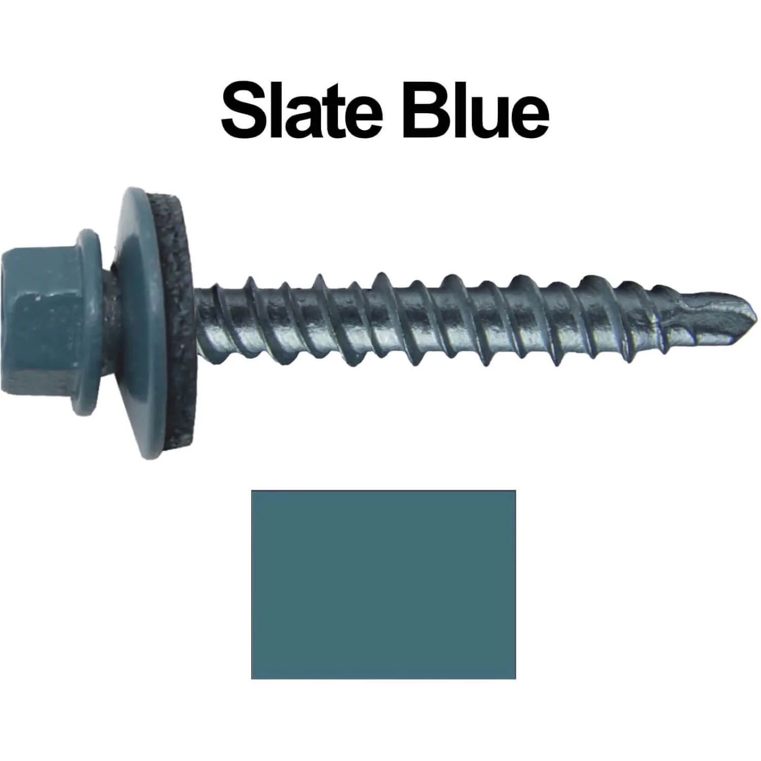 #10 x 1" Mini Driller Sheet Metal Roofing Screw - Hex Washer Head -  Self starting metal to wood siding screws. EPDM washer. Colored head. - Image 114
