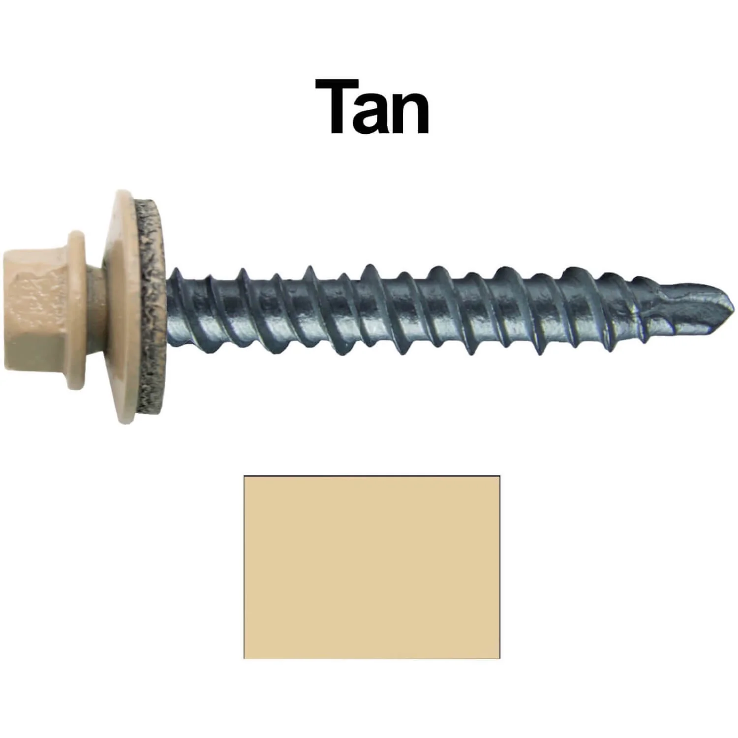 #10 x 1" Mini Driller Sheet Metal Roofing Screw - Hex Washer Head -  Self starting metal to wood siding screws. EPDM washer. Colored head. - Image 117