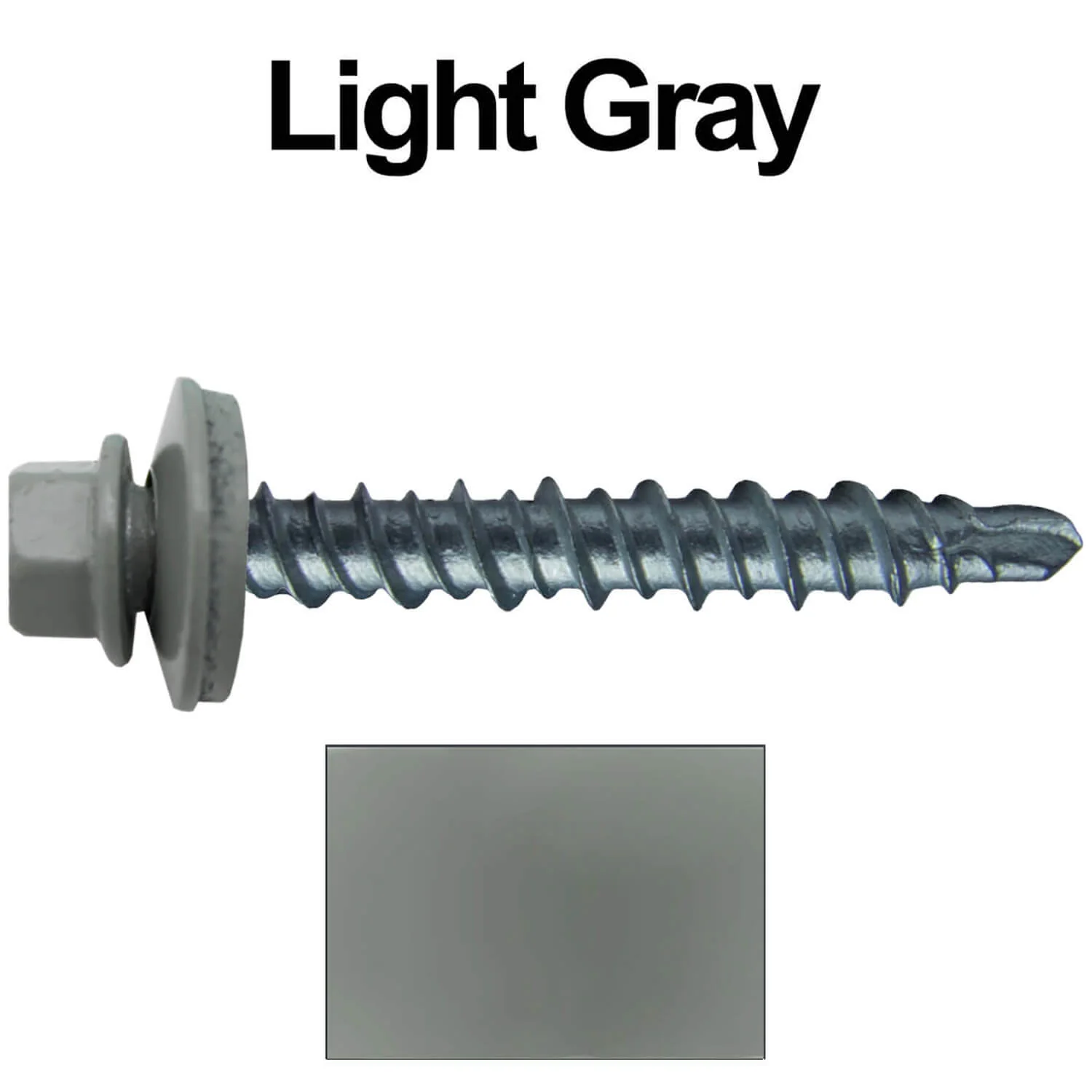 #10 x 1" Mini Driller Sheet Metal Roofing Screw - Hex Washer Head -  Self starting metal to wood siding screws. EPDM washer. Colored head. - Image 120
