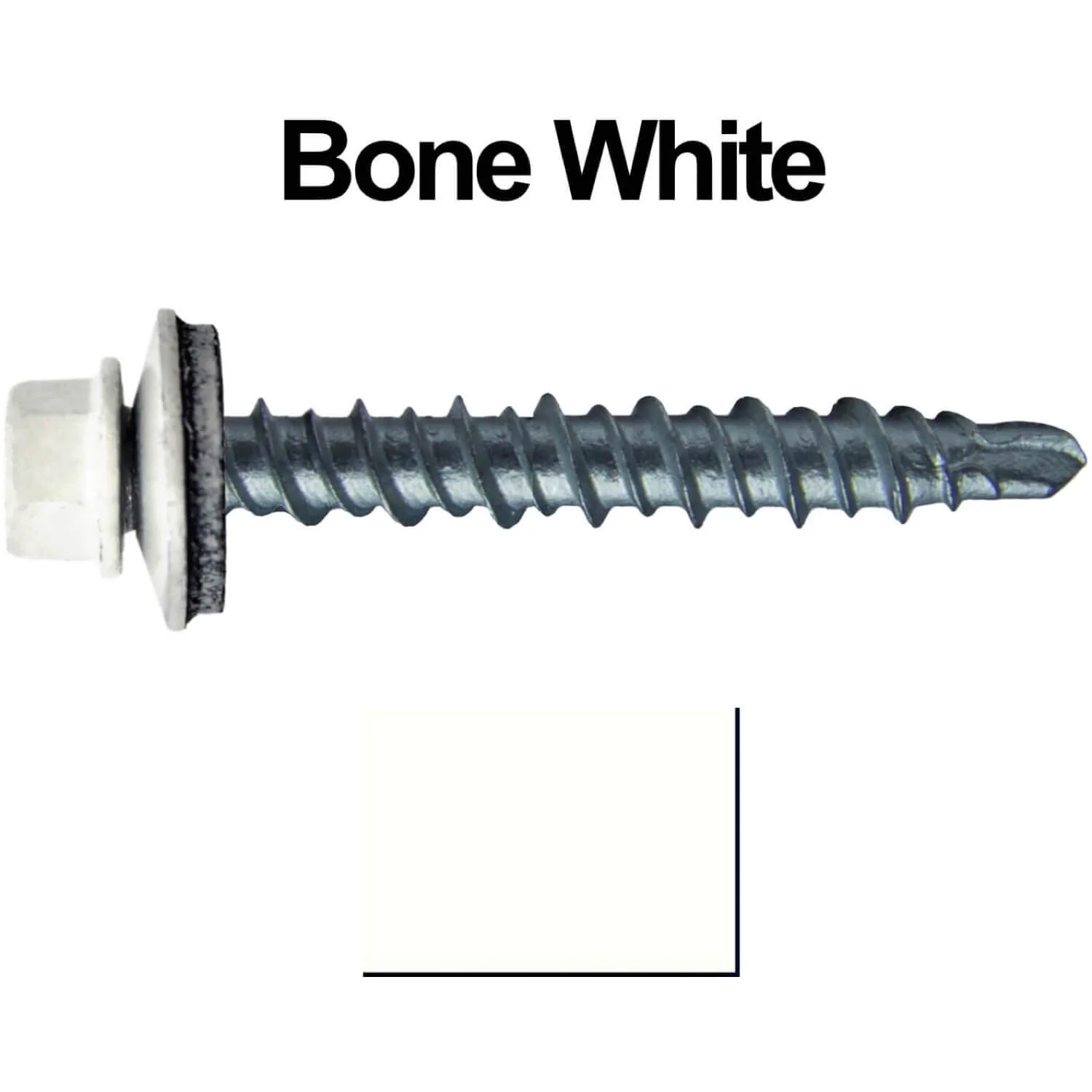 #10 x 1" Mini Driller Sheet Metal Roofing Screw - Hex Washer Head -  Self starting metal to wood siding screws. EPDM washer. Colored head. - Image 14