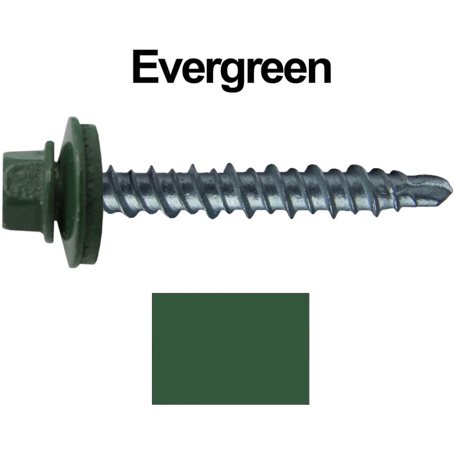 #10 x 1" Mini Driller Sheet Metal Roofing Screw - Hex Washer Head -  Self starting metal to wood siding screws. EPDM washer. Colored head. - Image 17