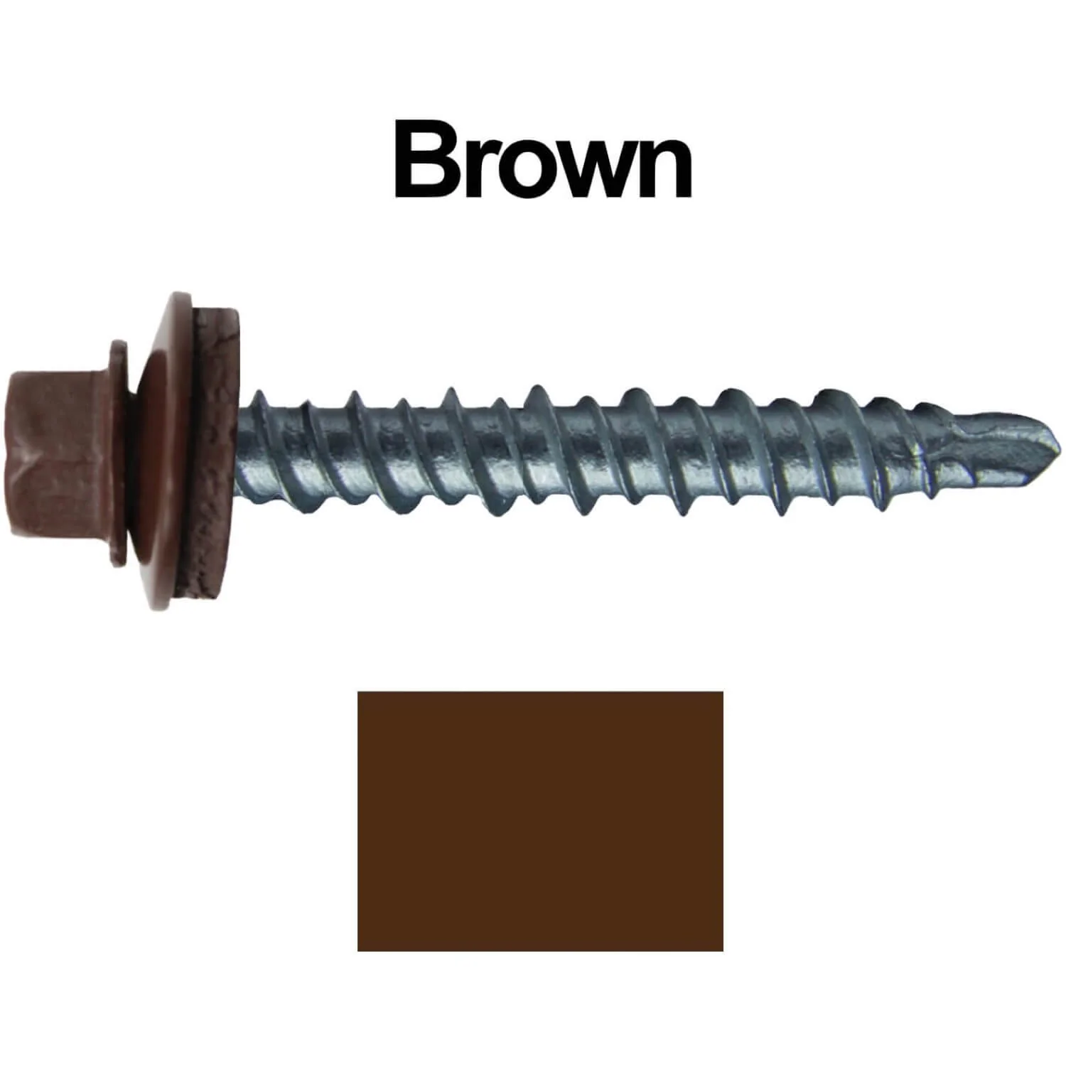 #10 x 1" Mini Driller Sheet Metal Roofing Screw - Hex Washer Head -  Self starting metal to wood siding screws. EPDM washer. Colored head. - Image 19