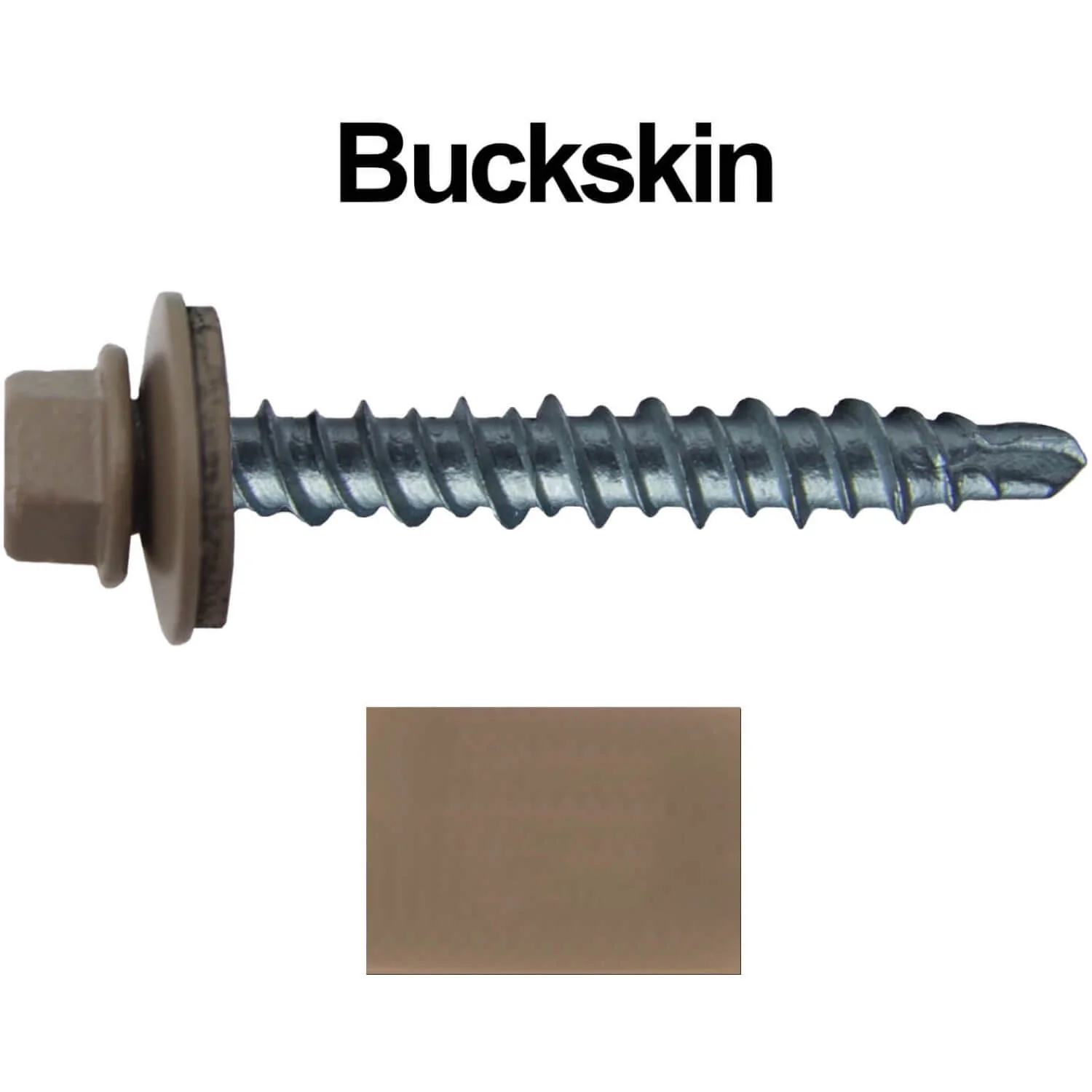 #10 x 1" Mini Driller Sheet Metal Roofing Screw - Hex Washer Head -  Self starting metal to wood siding screws. EPDM washer. Colored head. - Image 20