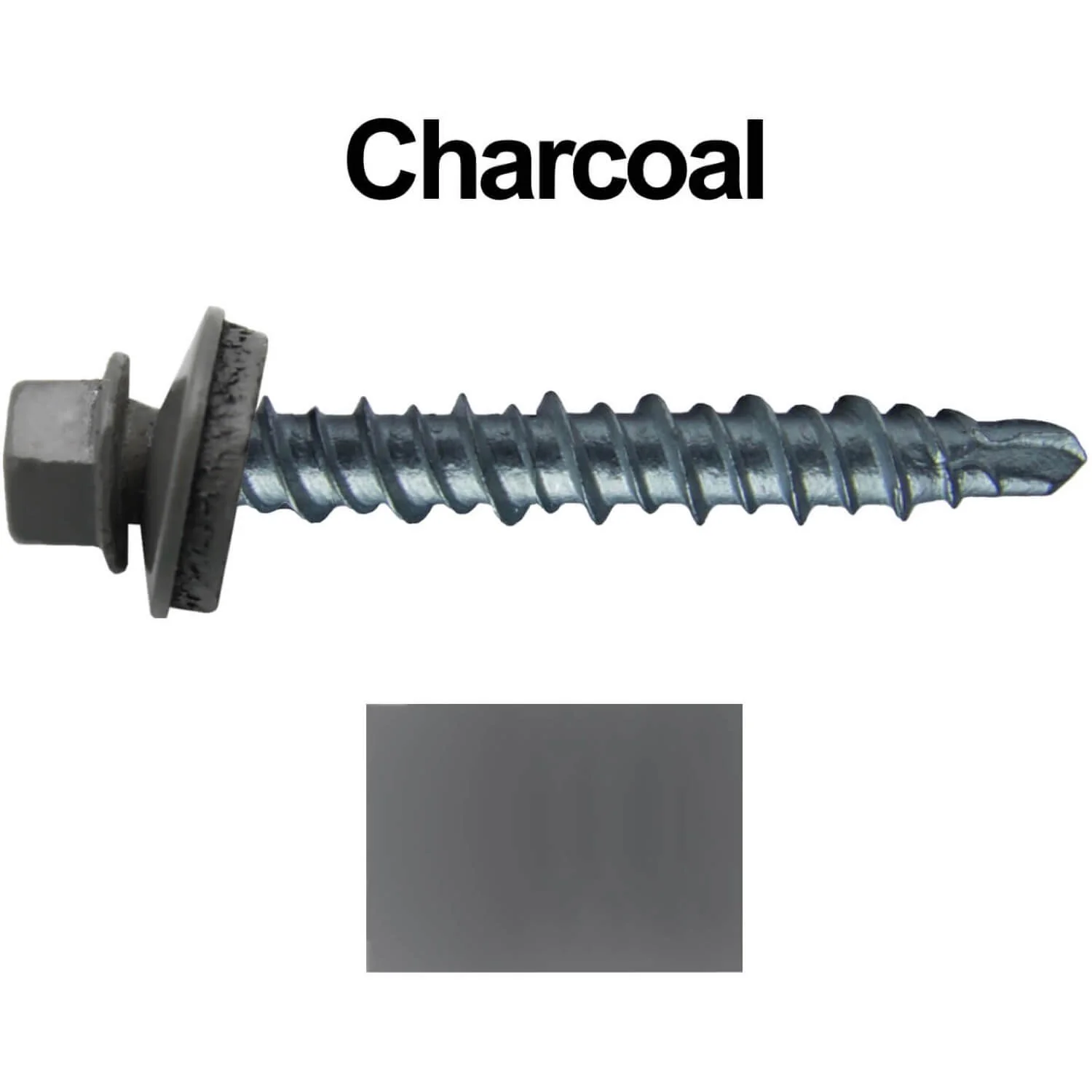 #10 x 1" Mini Driller Sheet Metal Roofing Screw - Hex Washer Head -  Self starting metal to wood siding screws. EPDM washer. Colored head. - Image 22