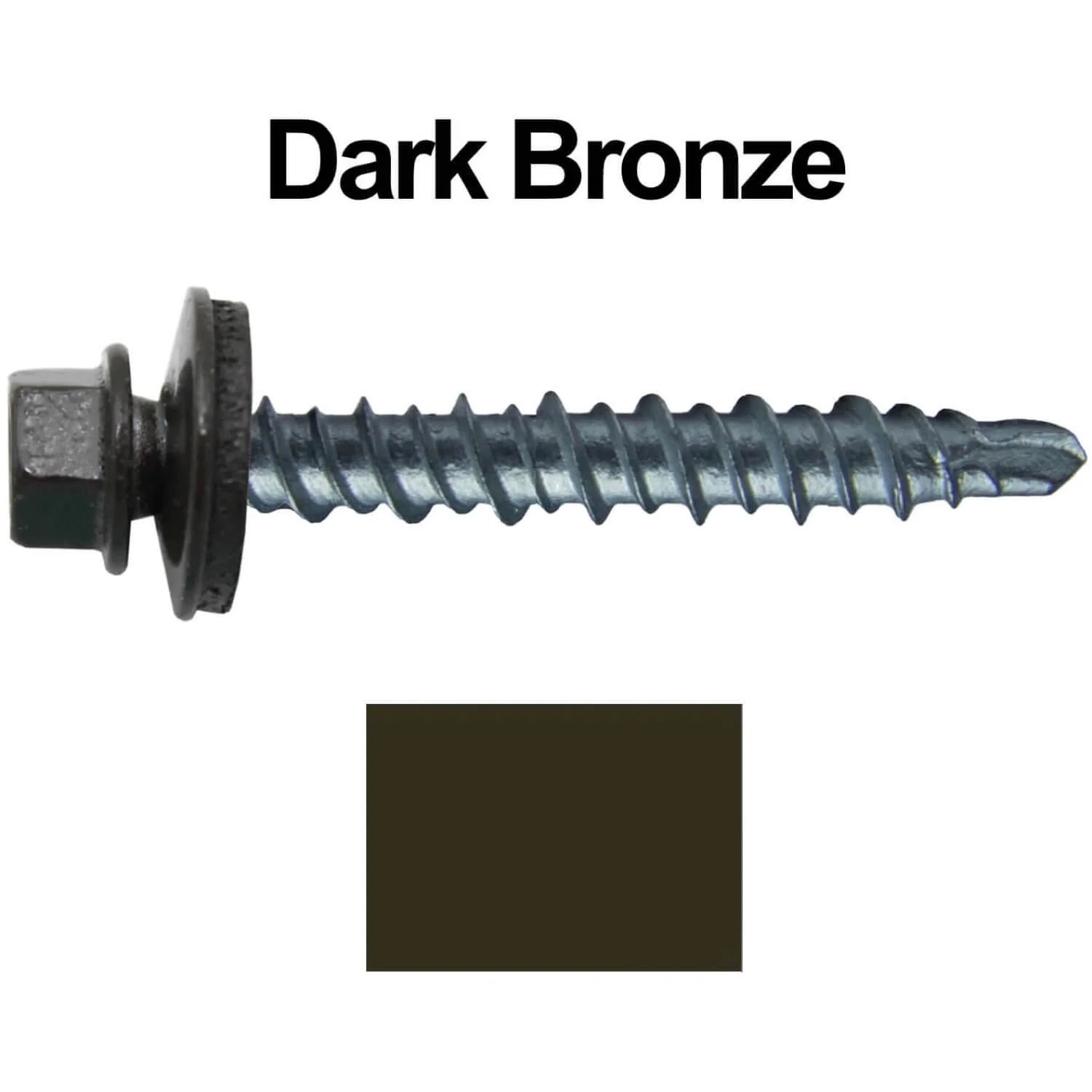 #10 x 1" Mini Driller Sheet Metal Roofing Screw - Hex Washer Head -  Self starting metal to wood siding screws. EPDM washer. Colored head. - Image 28