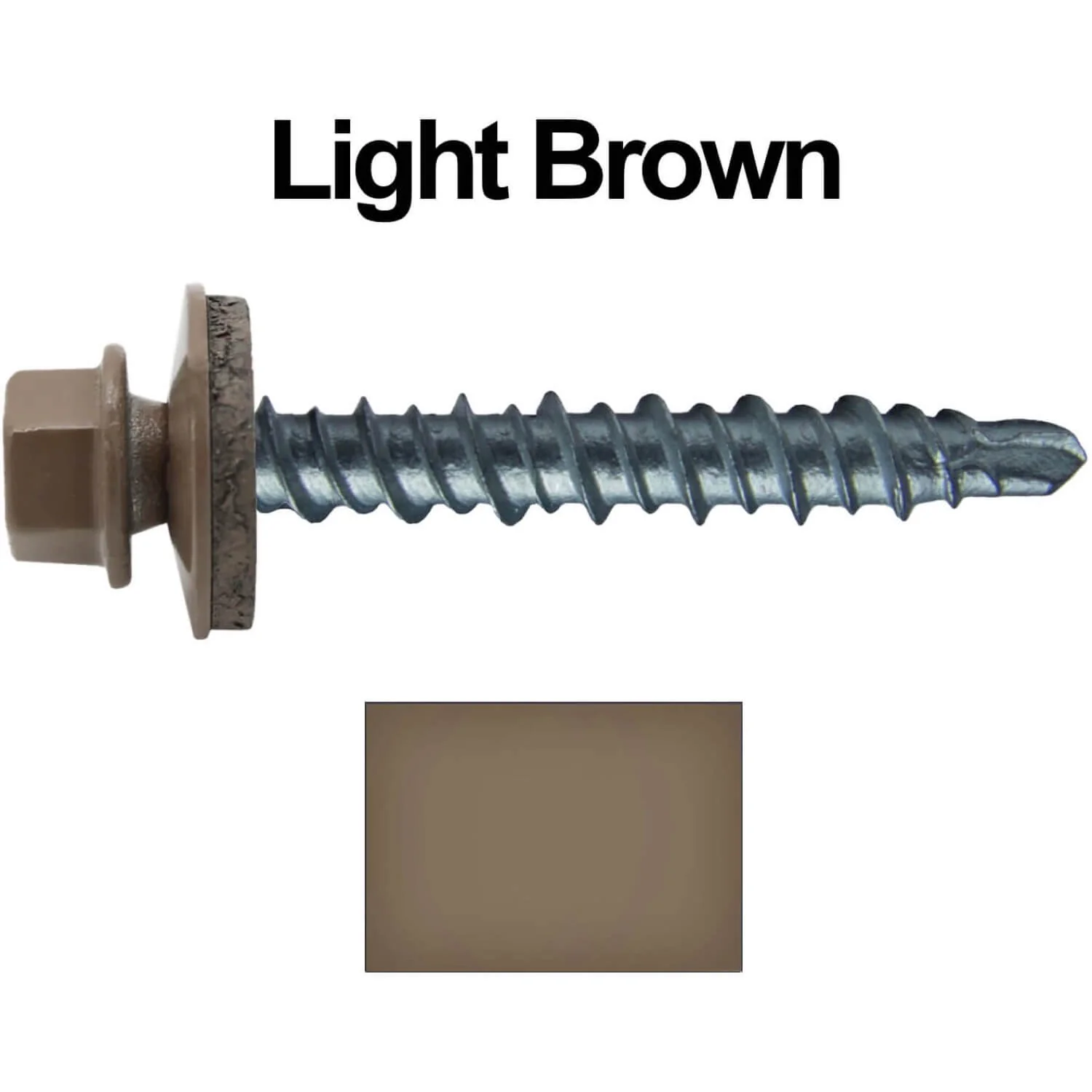 #10 x 1" Mini Driller Sheet Metal Roofing Screw - Hex Washer Head -  Self starting metal to wood siding screws. EPDM washer. Colored head. - Image 34