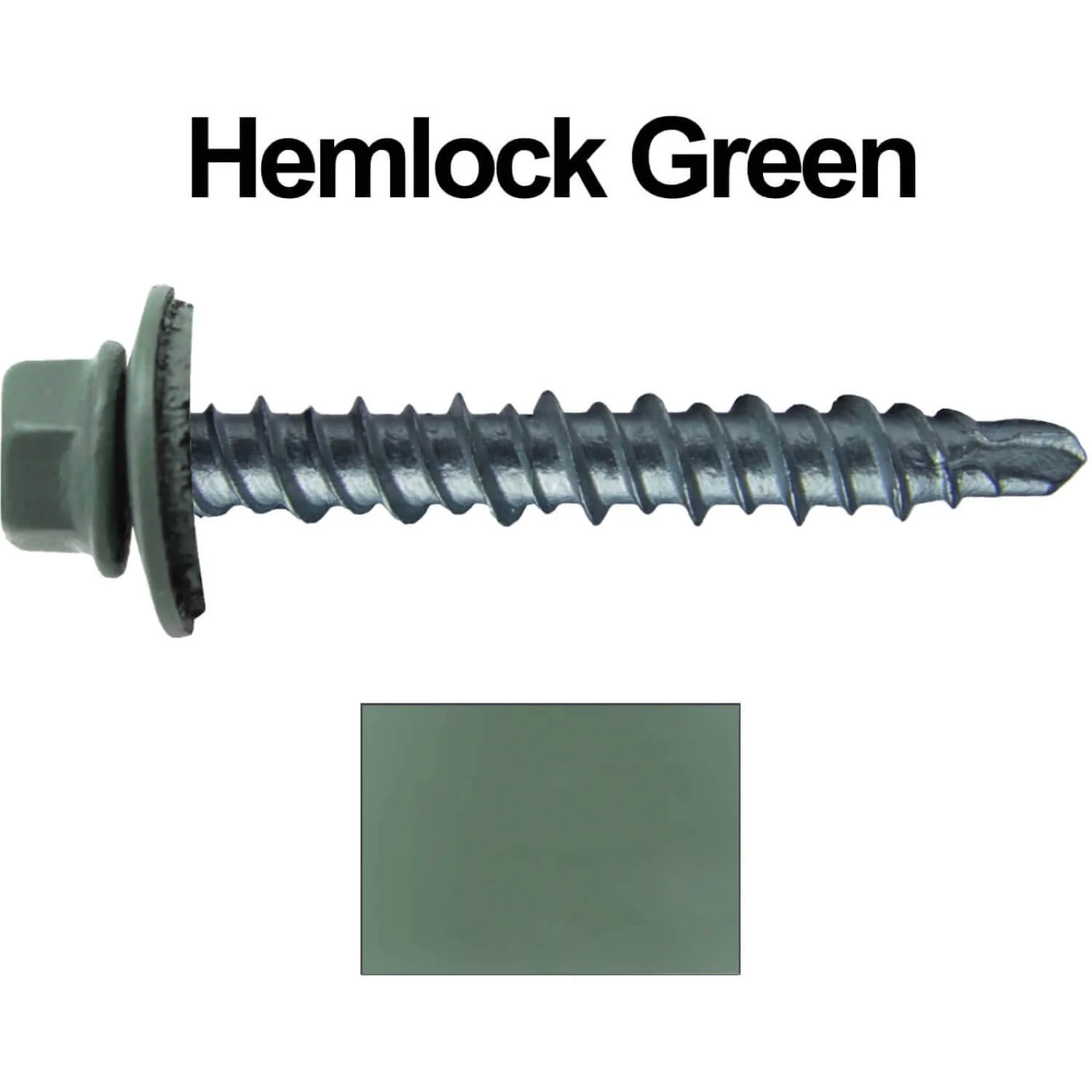 #10 x 1" Mini Driller Sheet Metal Roofing Screw - Hex Washer Head -  Self starting metal to wood siding screws. EPDM washer. Colored head. - Image 36