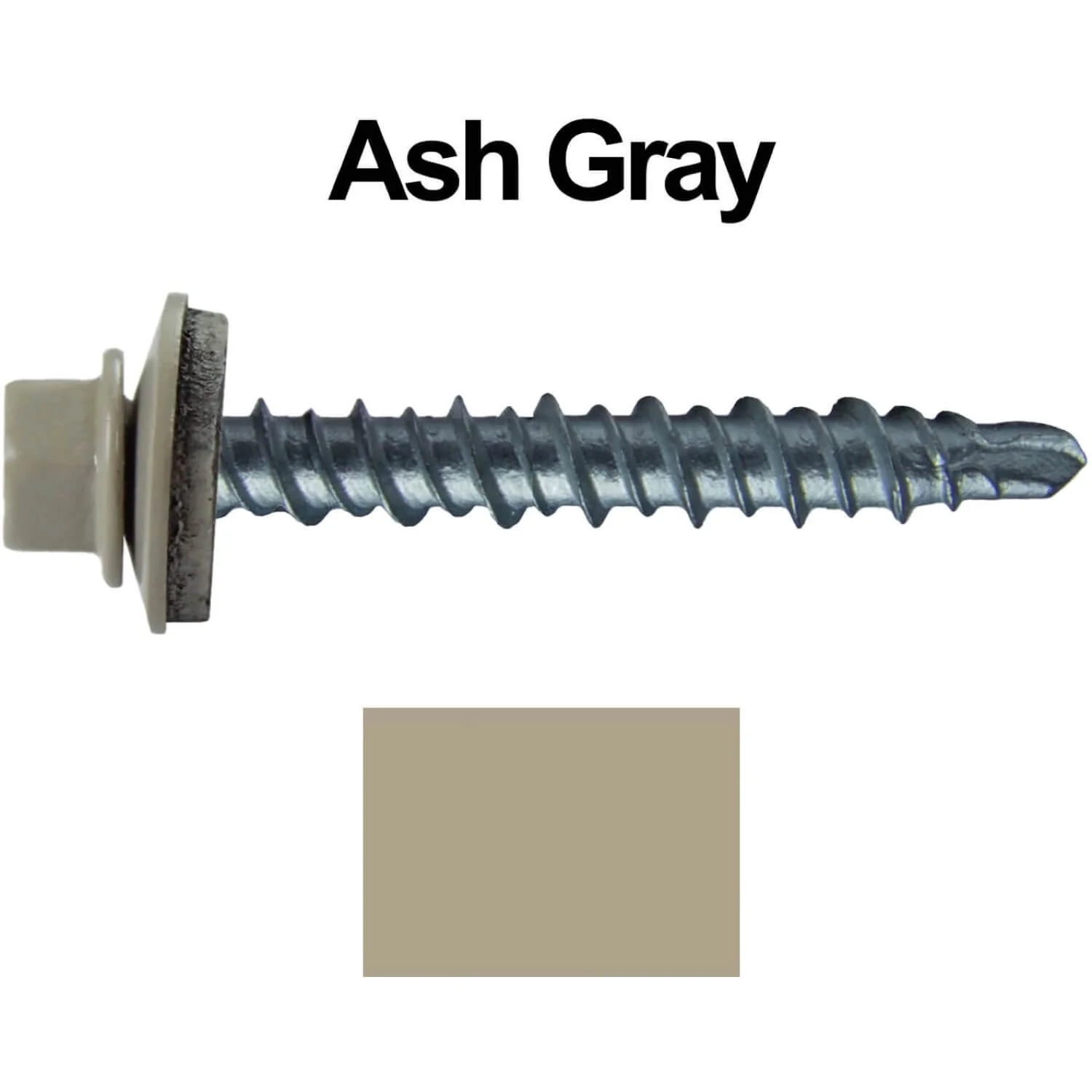 #10 x 1" Mini Driller Sheet Metal Roofing Screw - Hex Washer Head -  Self starting metal to wood siding screws. EPDM washer. Colored head. - Image 49