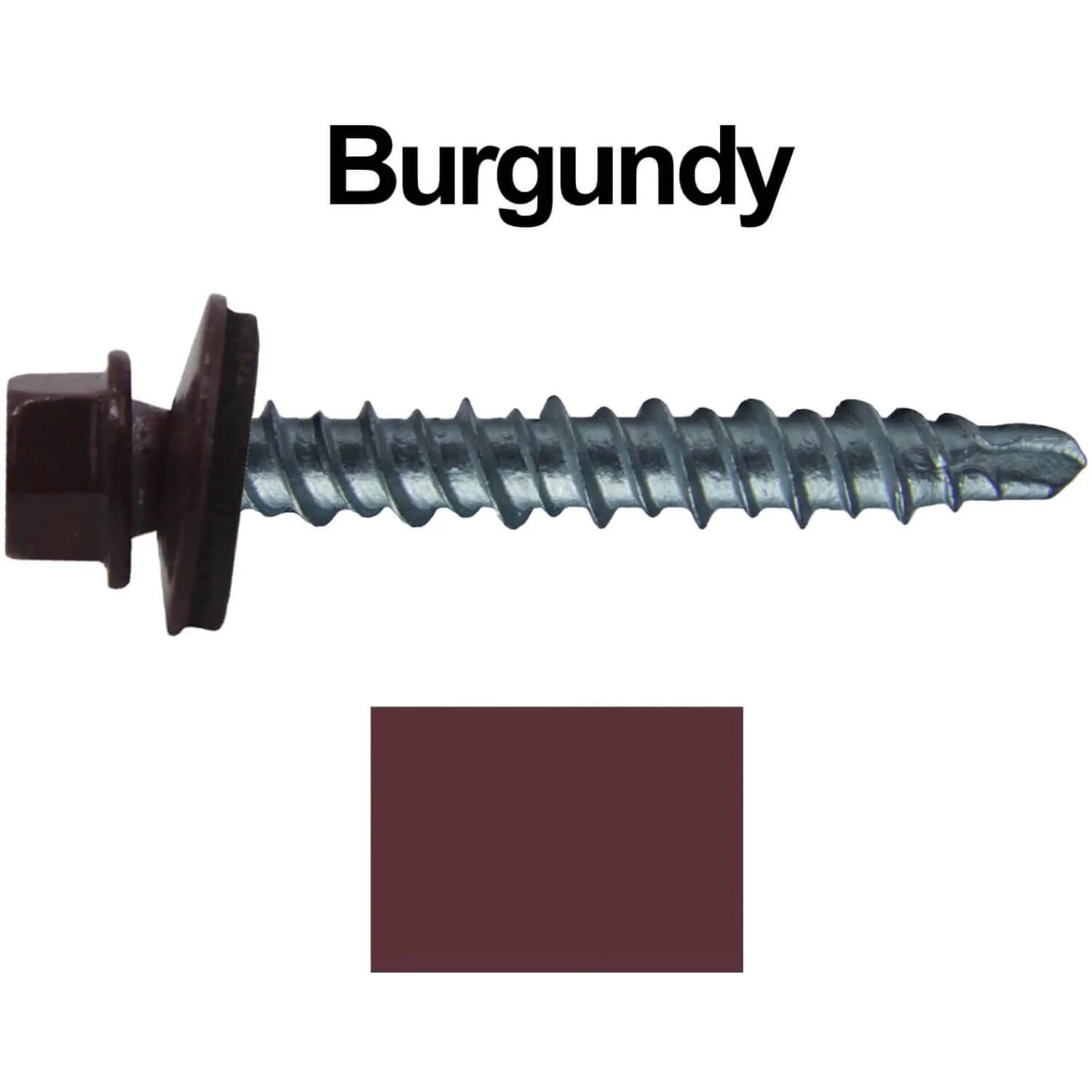 #10 x 1" Mini Driller Sheet Metal Roofing Screw - Hex Washer Head -  Self starting metal to wood siding screws. EPDM washer. Colored head. - Image 62