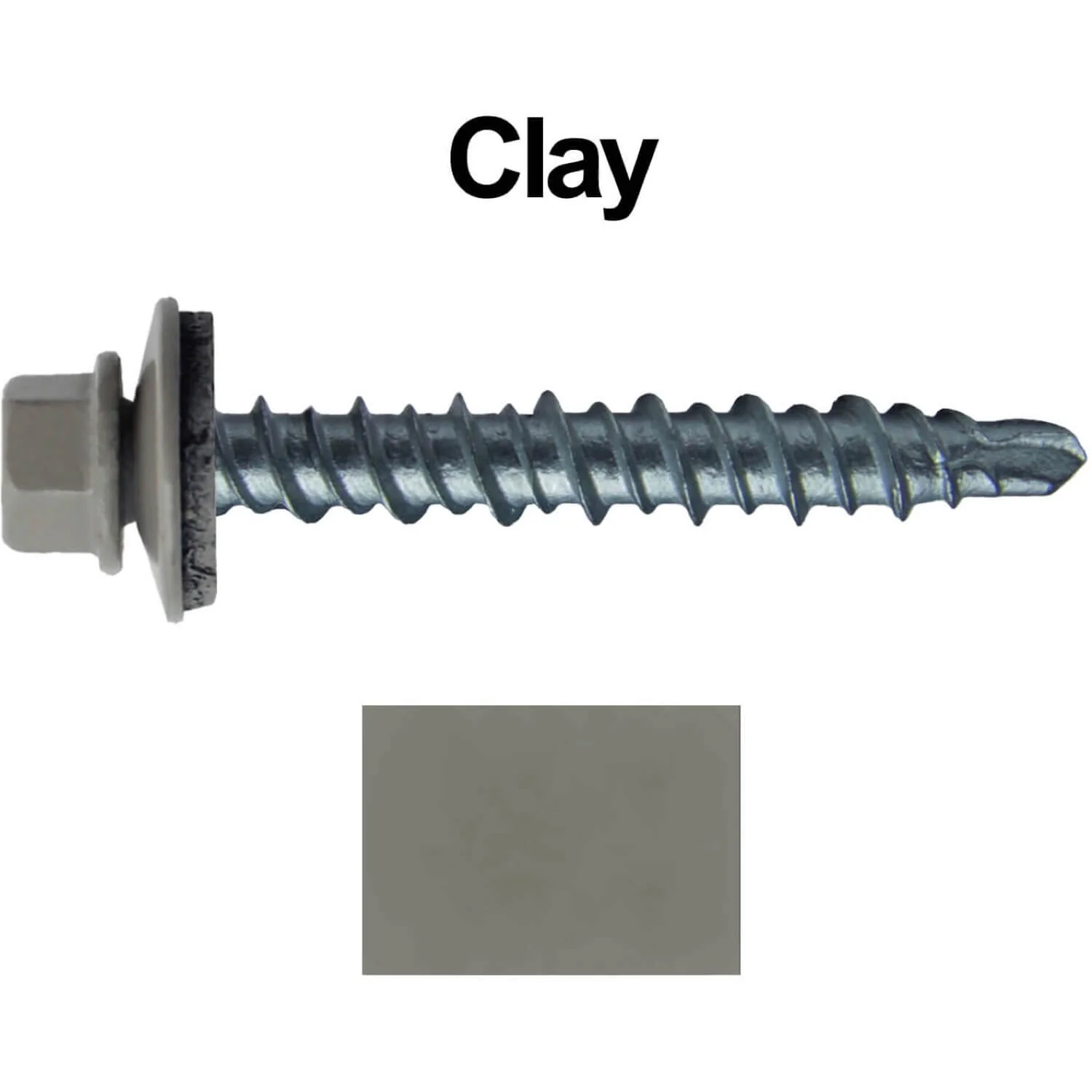 #10 x 1" Mini Driller Sheet Metal Roofing Screw - Hex Washer Head -  Self starting metal to wood siding screws. EPDM washer. Colored head. - Image 66