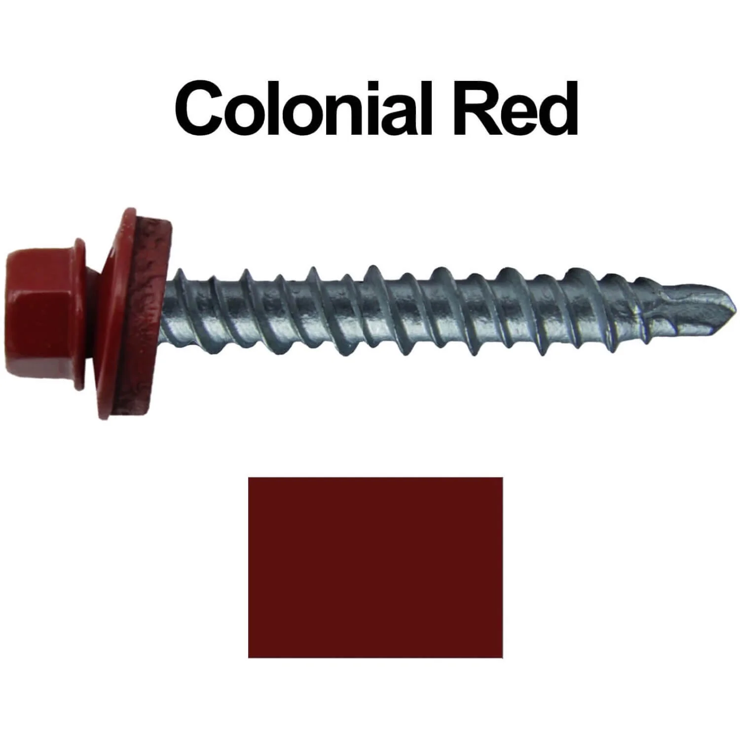 #10 x 1" Mini Driller Sheet Metal Roofing Screw - Hex Washer Head -  Self starting metal to wood siding screws. EPDM washer. Colored head. - Image 67