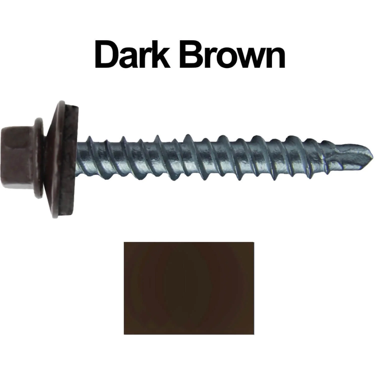 #10 x 1" Mini Driller Sheet Metal Roofing Screw - Hex Washer Head -  Self starting metal to wood siding screws. EPDM washer. Colored head. - Image 77
