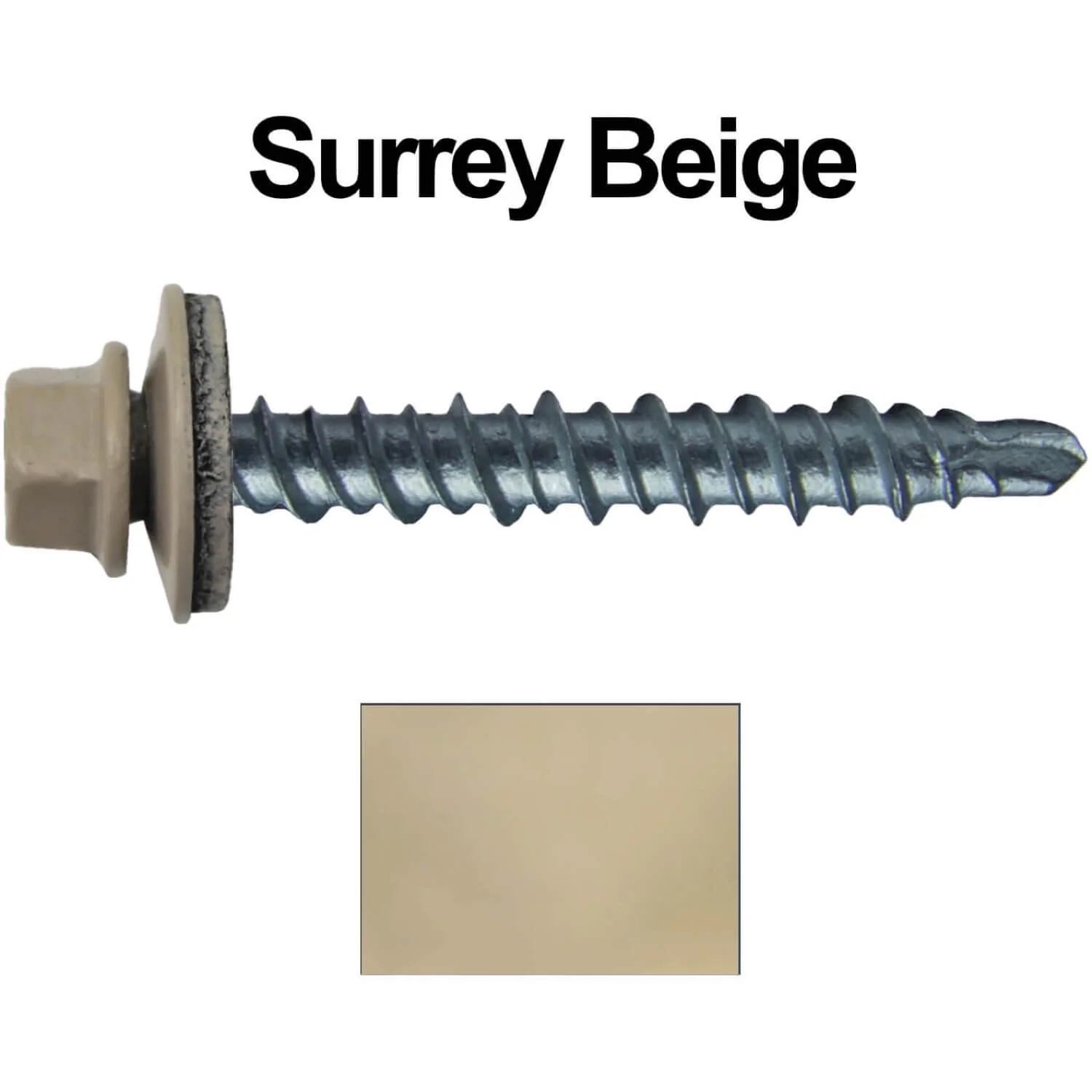 #10 x 1" Mini Driller Sheet Metal Roofing Screw - Hex Washer Head -  Self starting metal to wood siding screws. EPDM washer. Colored head. - Image 8