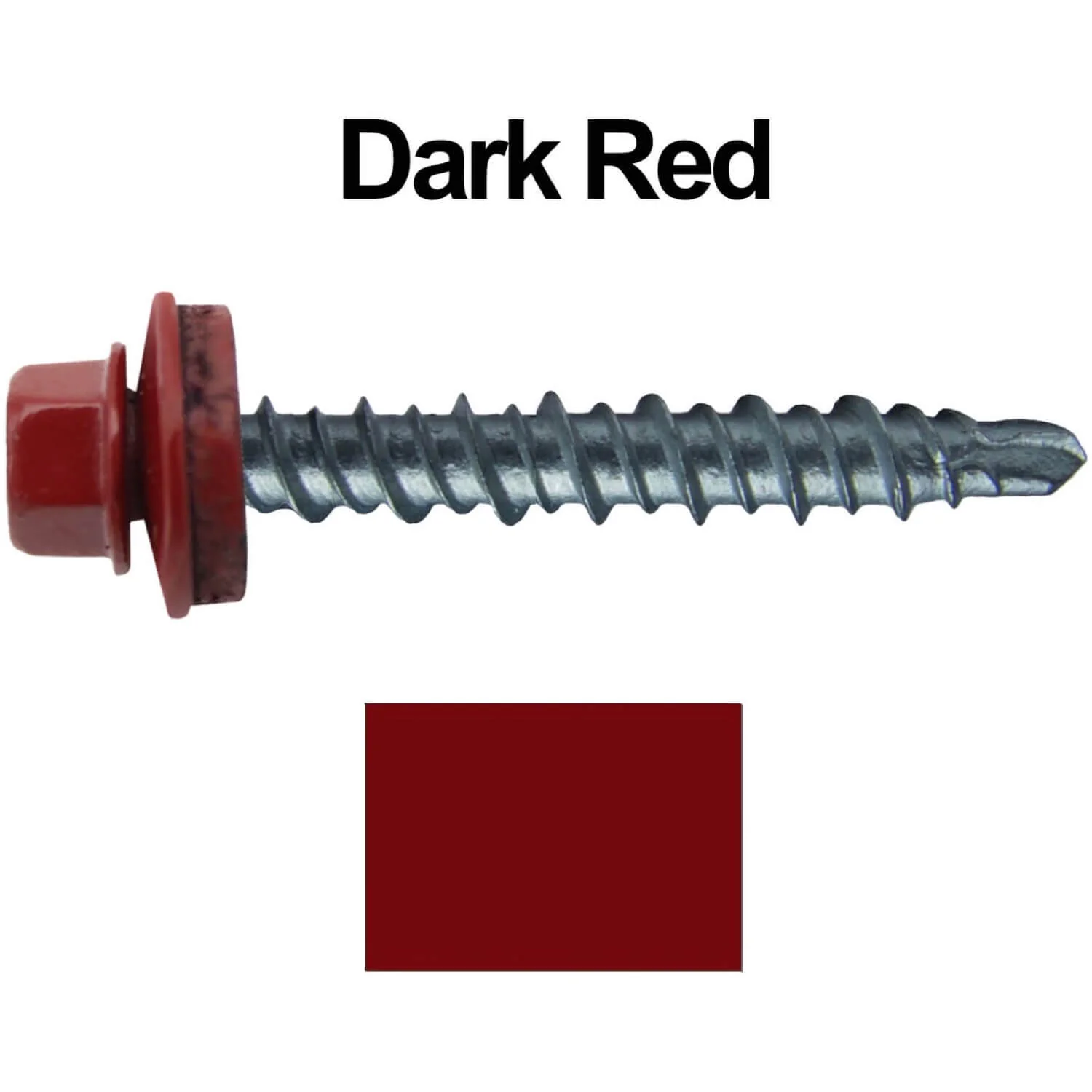 #10 x 1" Mini Driller Sheet Metal Roofing Screw - Hex Washer Head -  Self starting metal to wood siding screws. EPDM washer. Colored head. - Image 80