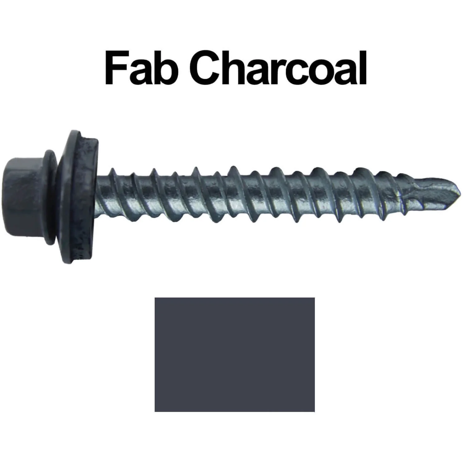 #10 x 1" Mini Driller Sheet Metal Roofing Screw - Hex Washer Head -  Self starting metal to wood siding screws. EPDM washer. Colored head. - Image 84