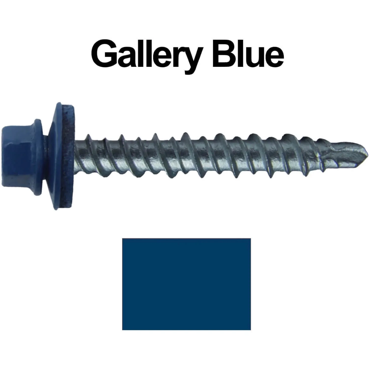 #10 x 1" Mini Driller Sheet Metal Roofing Screw - Hex Washer Head -  Self starting metal to wood siding screws. EPDM washer. Colored head. - Image 85