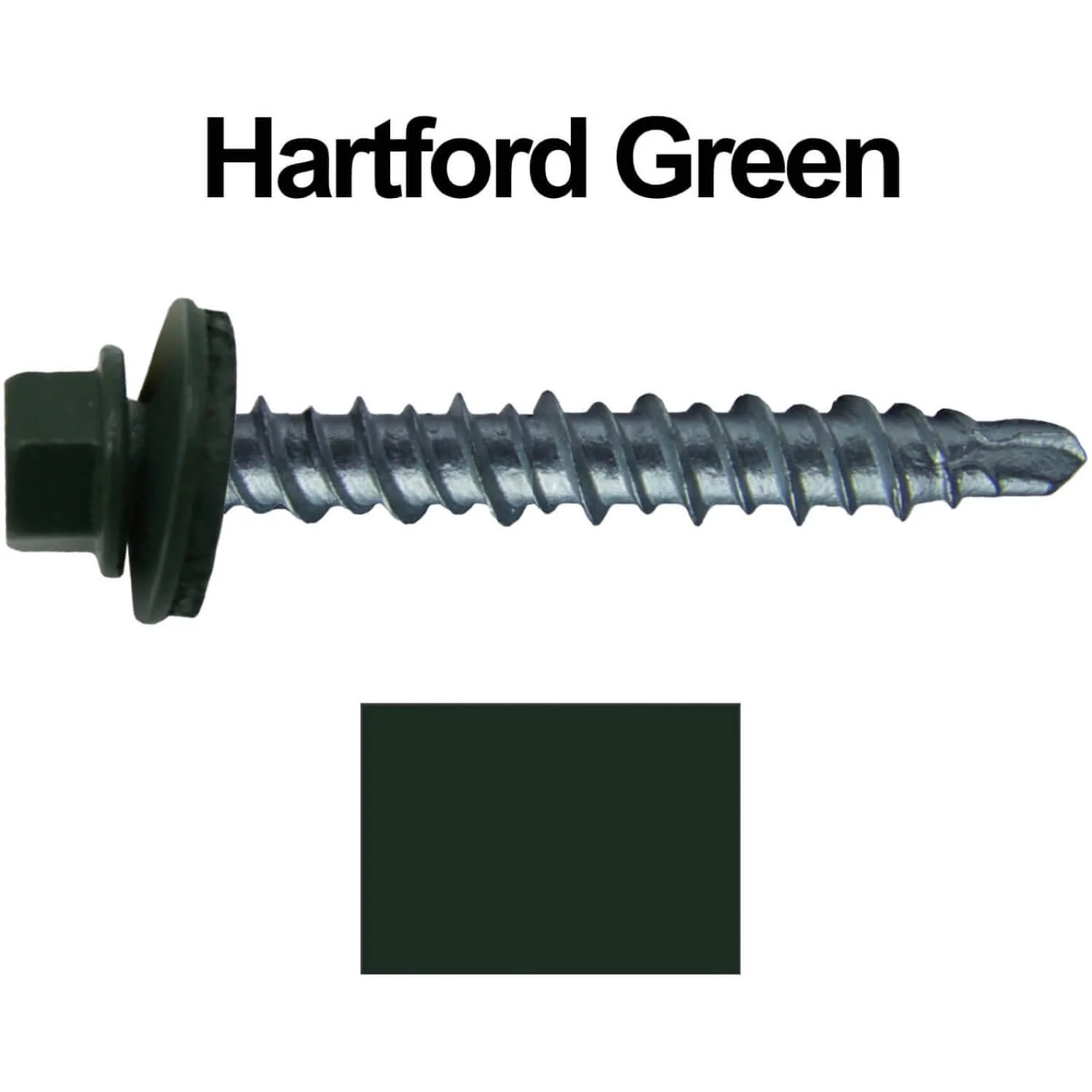 #10 x 1" Mini Driller Sheet Metal Roofing Screw - Hex Washer Head -  Self starting metal to wood siding screws. EPDM washer. Colored head. - Image 88