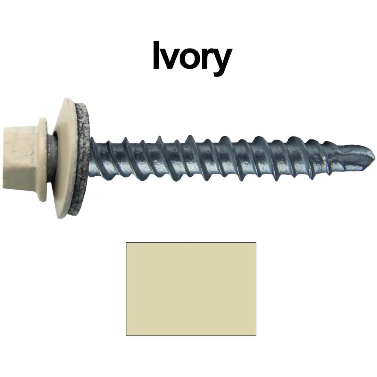 #10 x 1" Mini Driller Sheet Metal Roofing Screw - Hex Washer Head -  Self starting metal to wood siding screws. EPDM washer. Colored head. - Image 91