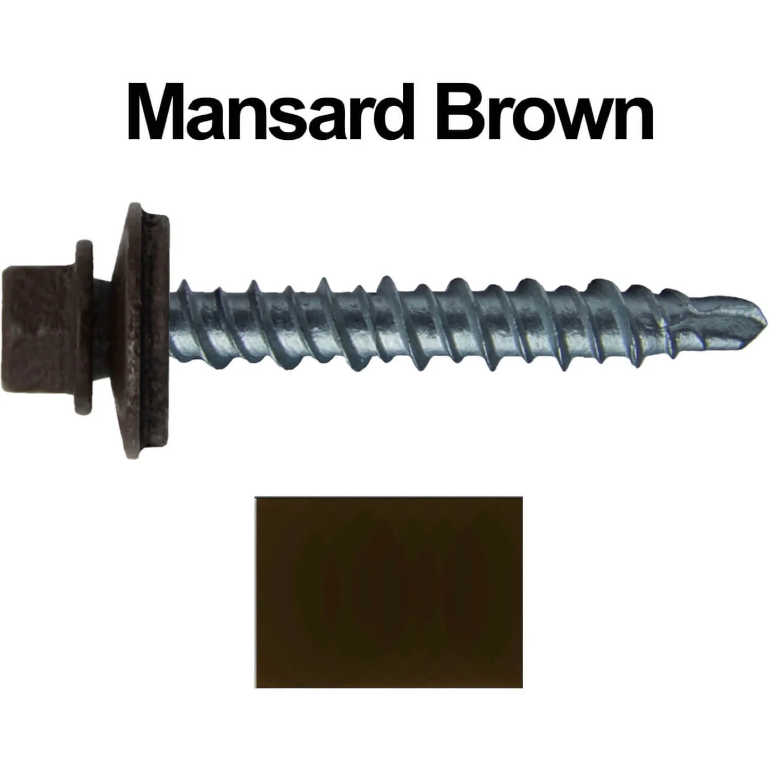#10 x 1" Mini Driller Sheet Metal Roofing Screw - Hex Washer Head -  Self starting metal to wood siding screws. EPDM washer. Colored head. - Image 99