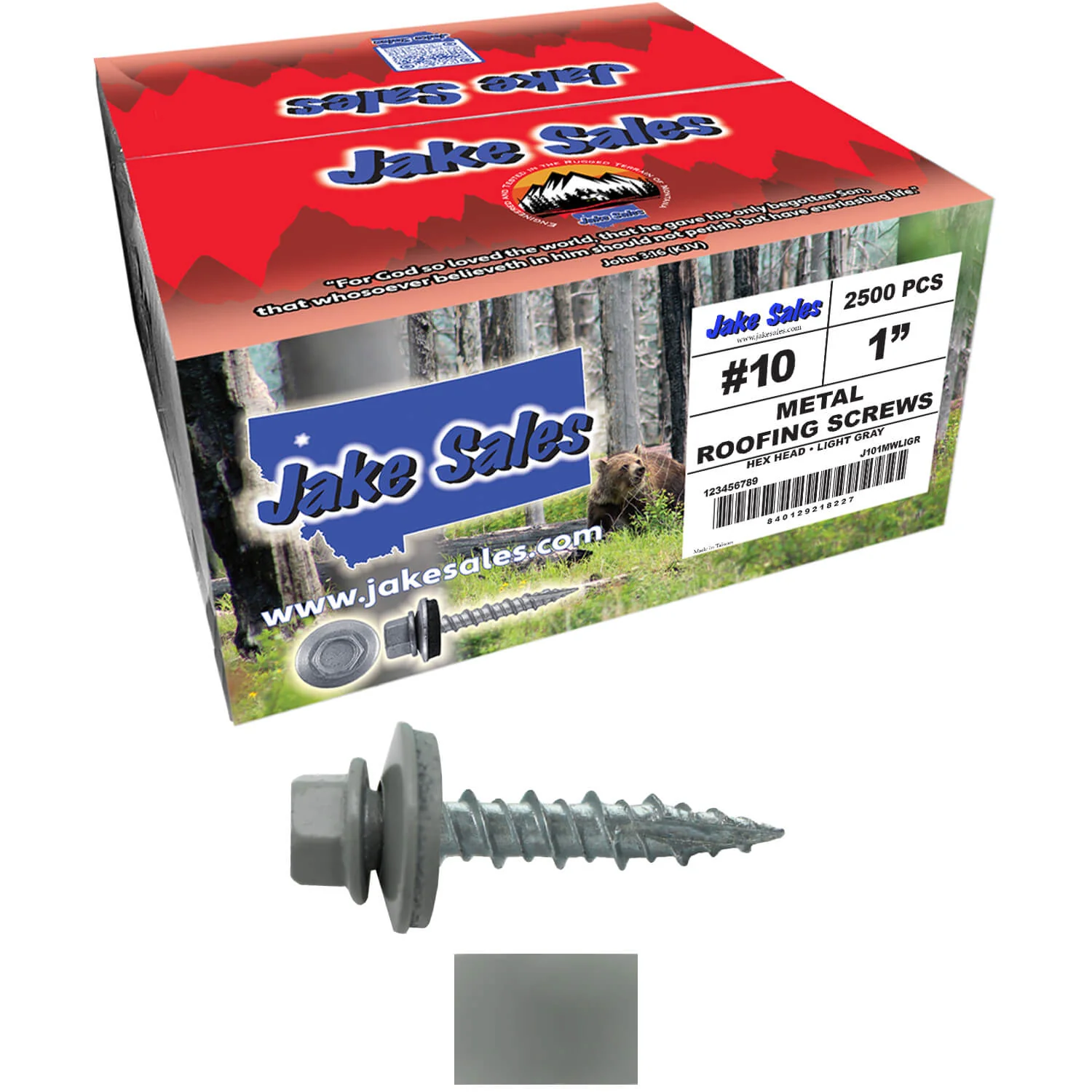#10 x 1" Metal ROOFING SCREWS - Hex Washer Head - Self starting/self tapping - EPDM washer. Colored head. - Image 109