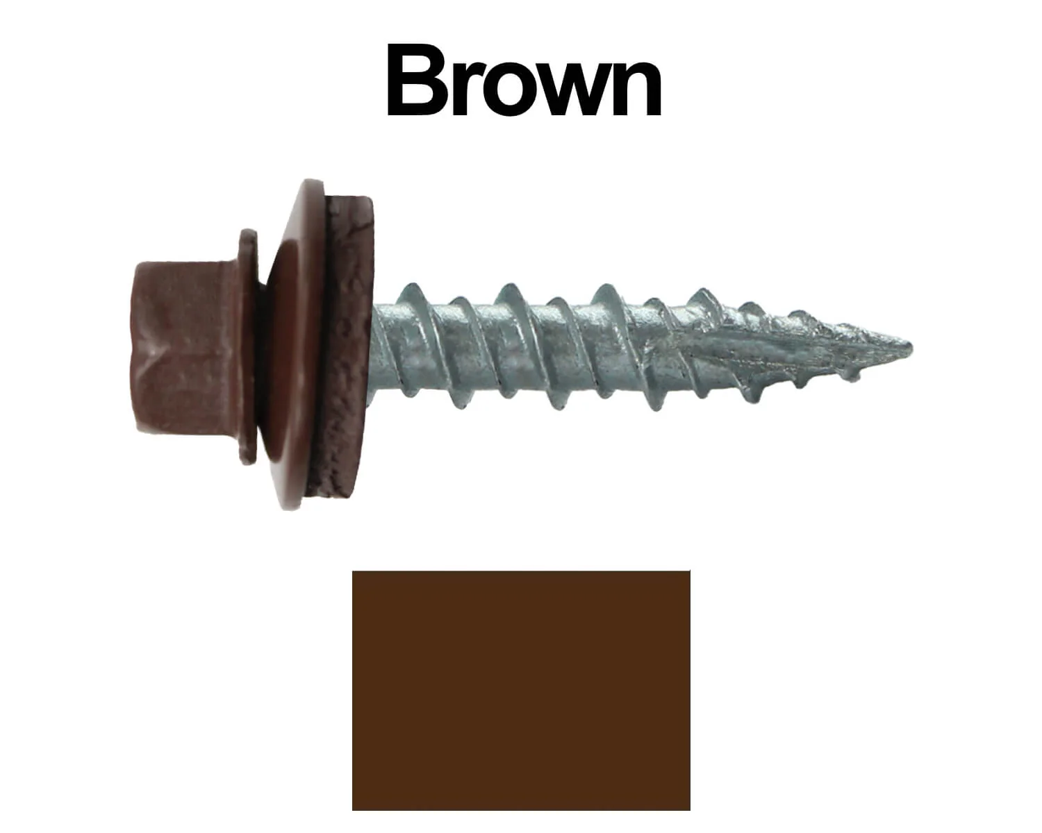 #10 x 1" Metal ROOFING SCREWS - Hex Washer Head - Self starting/self tapping - EPDM washer. Colored head. - Image 11