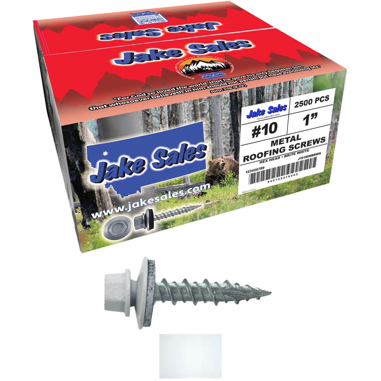 #10 x 1" Metal ROOFING SCREWS - Hex Washer Head - Self starting/self tapping - EPDM washer. Colored head. - Image 121