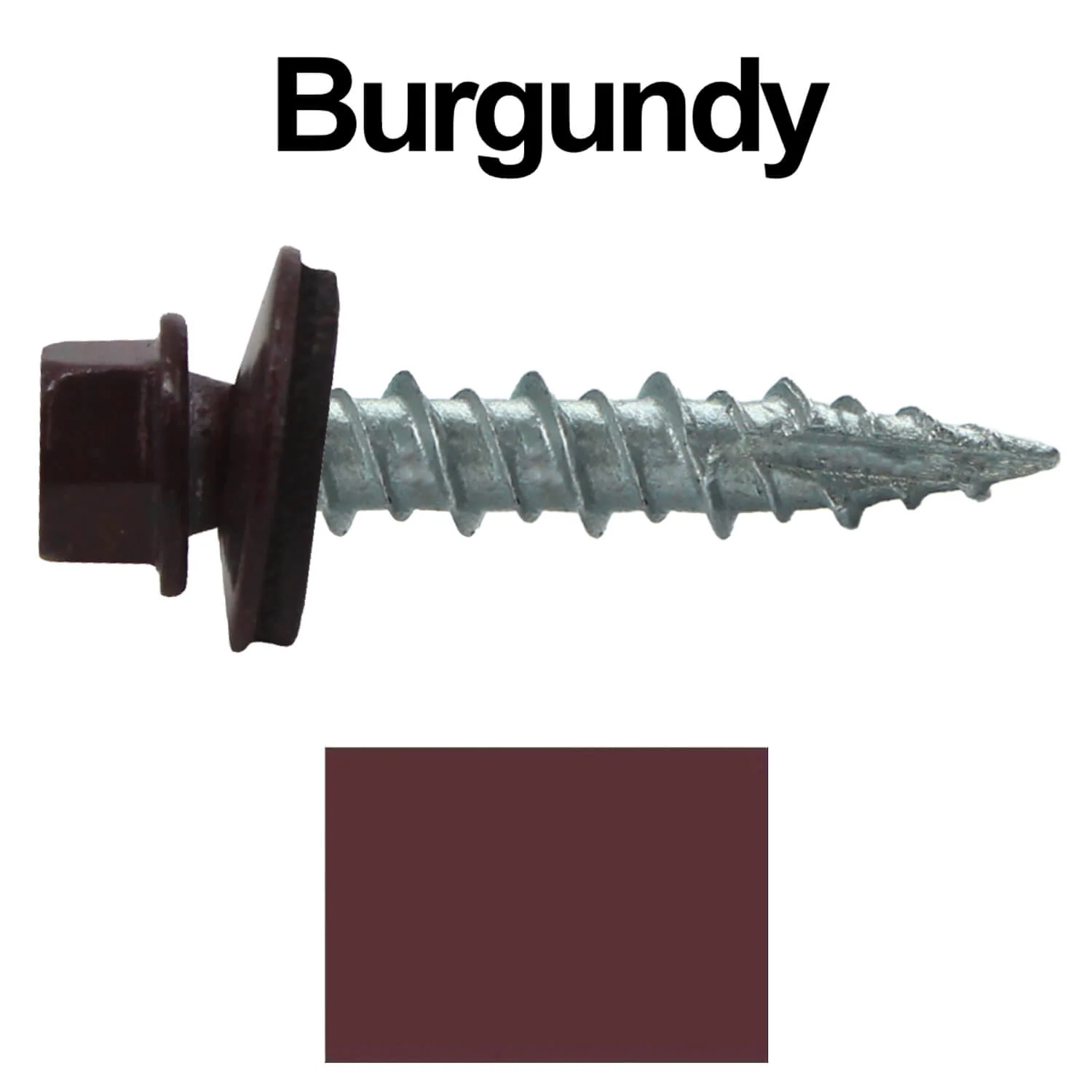 #10 x 1" Metal ROOFING SCREWS - Hex Washer Head - Self starting/self tapping - EPDM washer. Colored head. - Image 15