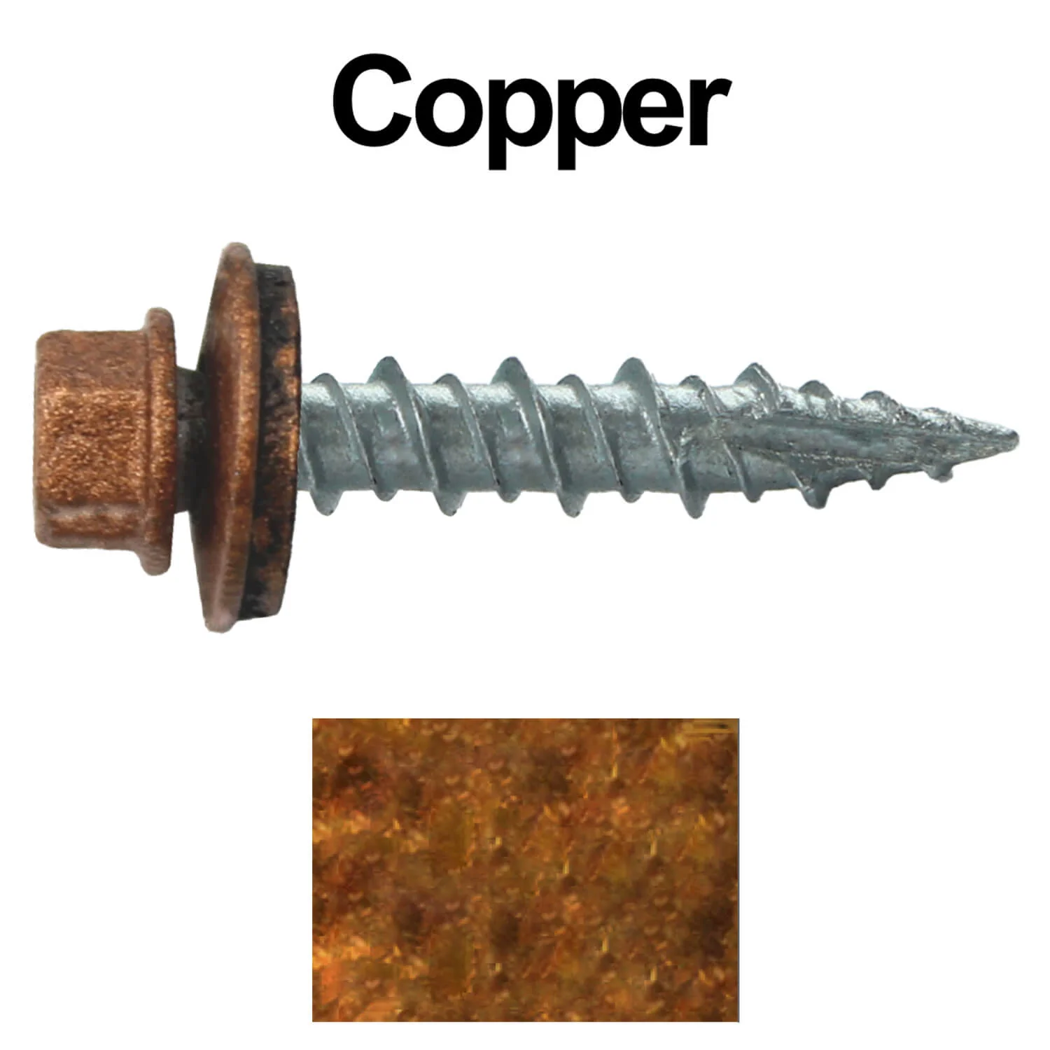 #10 x 1" Metal ROOFING SCREWS - Hex Washer Head - Self starting/self tapping - EPDM washer. Colored head. - Image 16