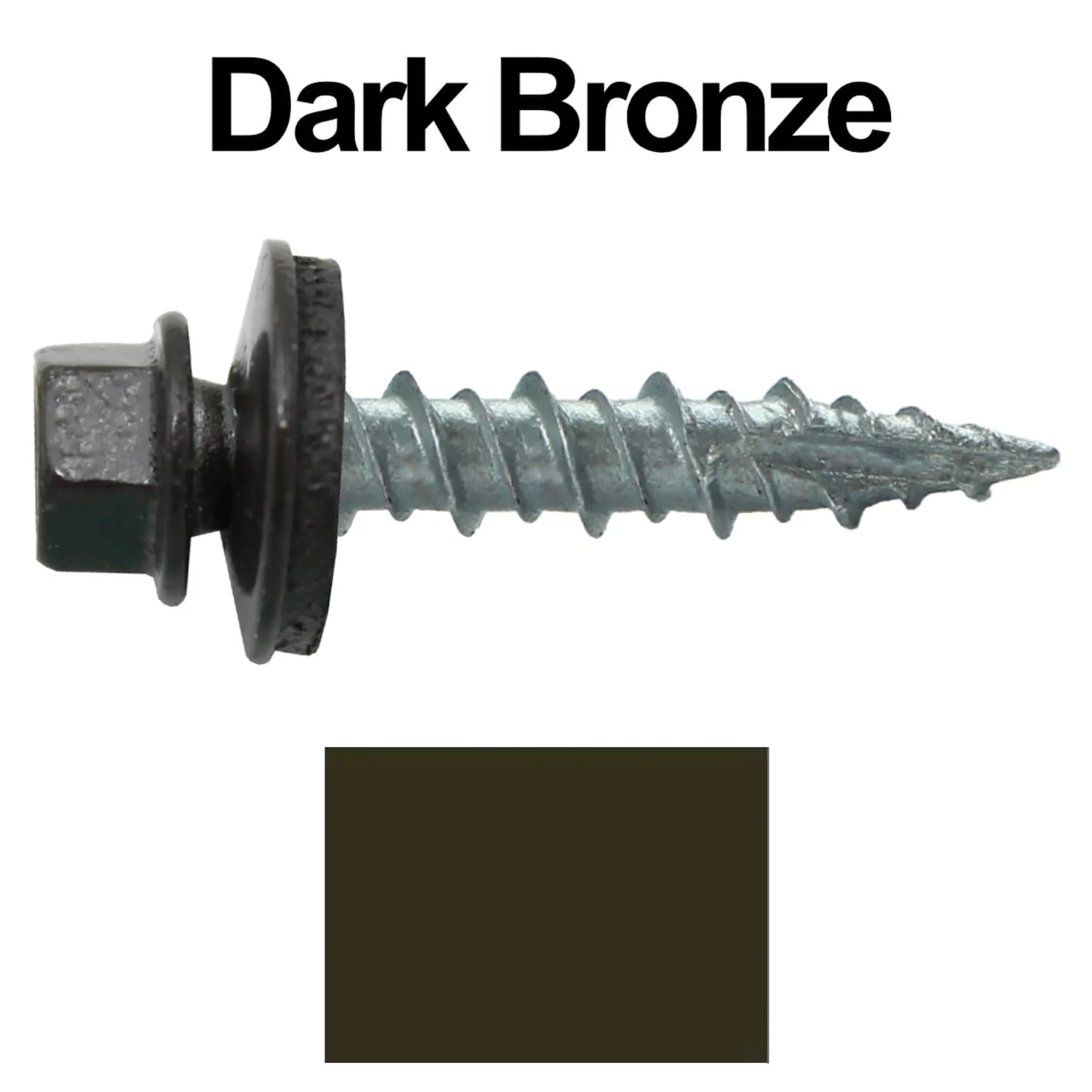 #10 x 1" Metal ROOFING SCREWS - Hex Washer Head - Self starting/self tapping - EPDM washer. Colored head. - Image 18