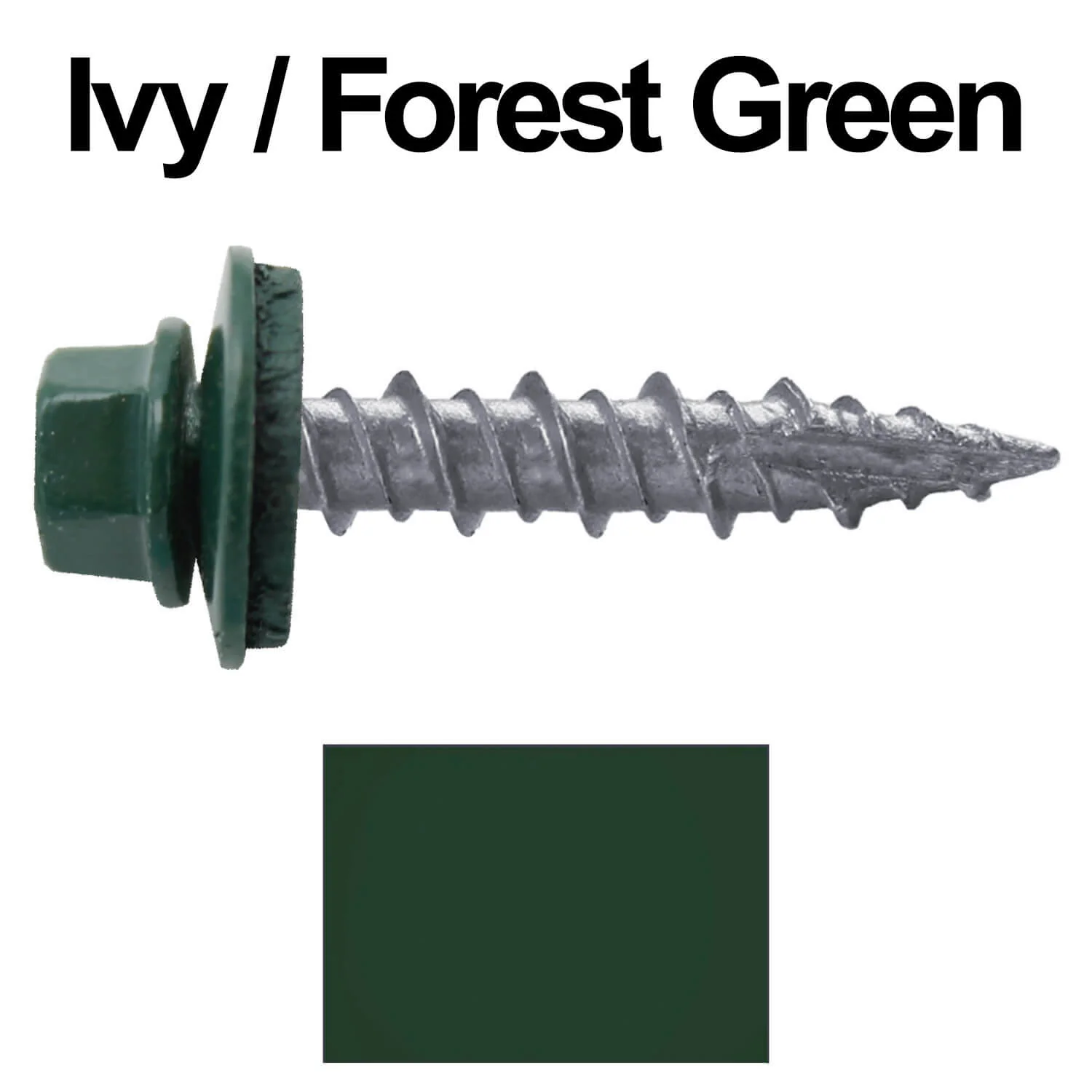 #10 x 1" Metal ROOFING SCREWS - Hex Washer Head - Self starting/self tapping - EPDM washer. Colored head. - Image 20
