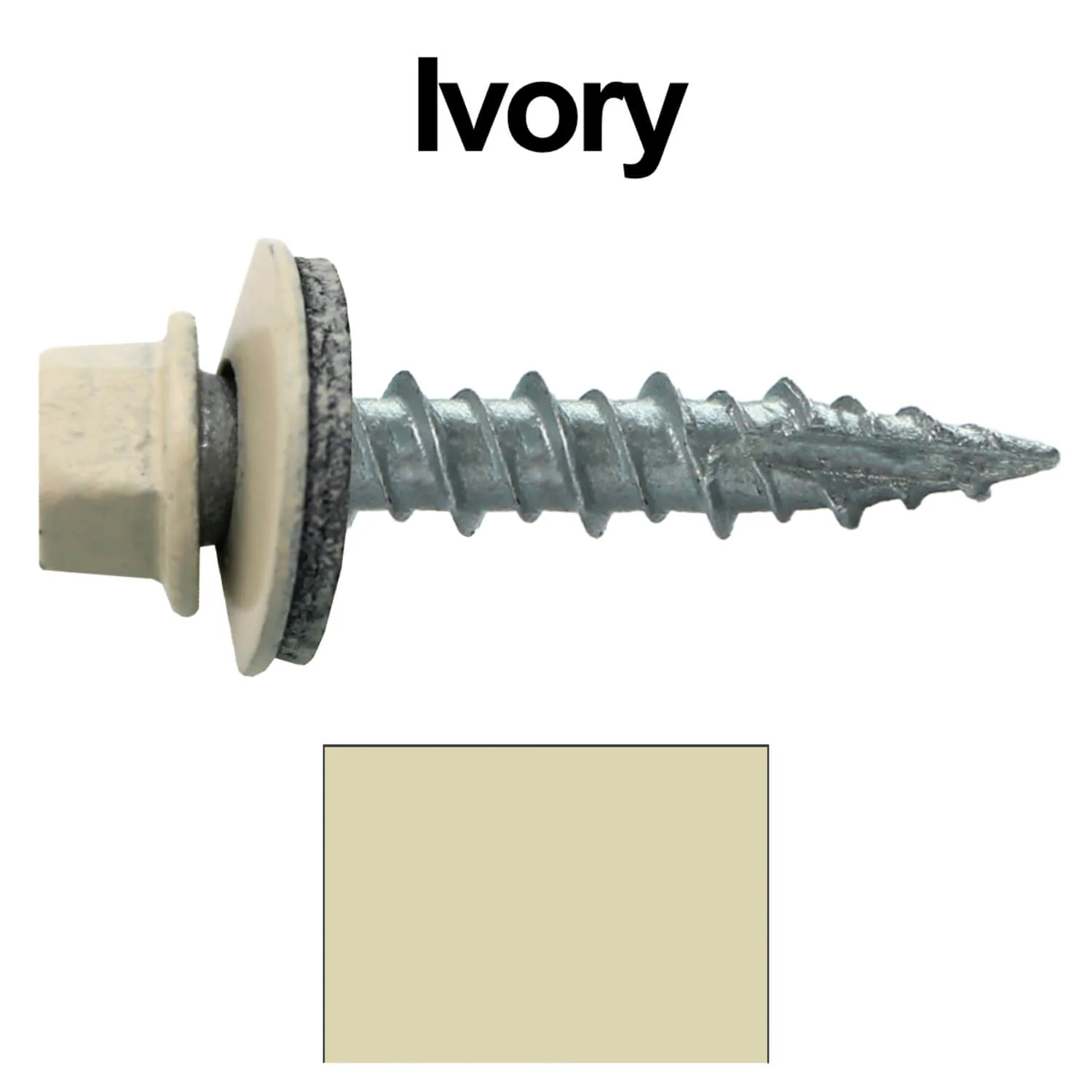 #10 x 1" Metal ROOFING SCREWS - Hex Washer Head - Self starting/self tapping - EPDM washer. Colored head. - Image 25